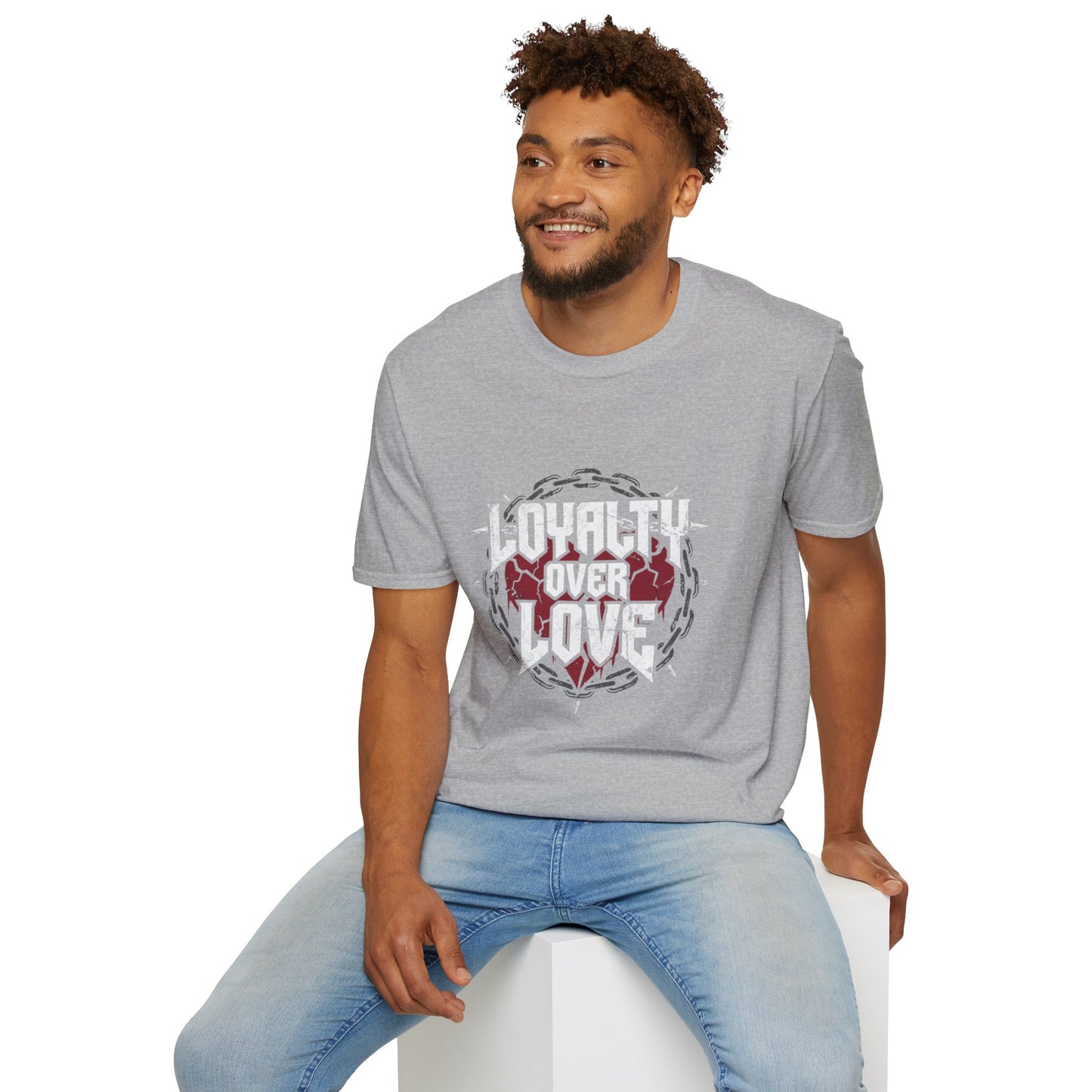 Loyalty Over Love T-Shirt — Edgy Heart & Chain Graphic Tee