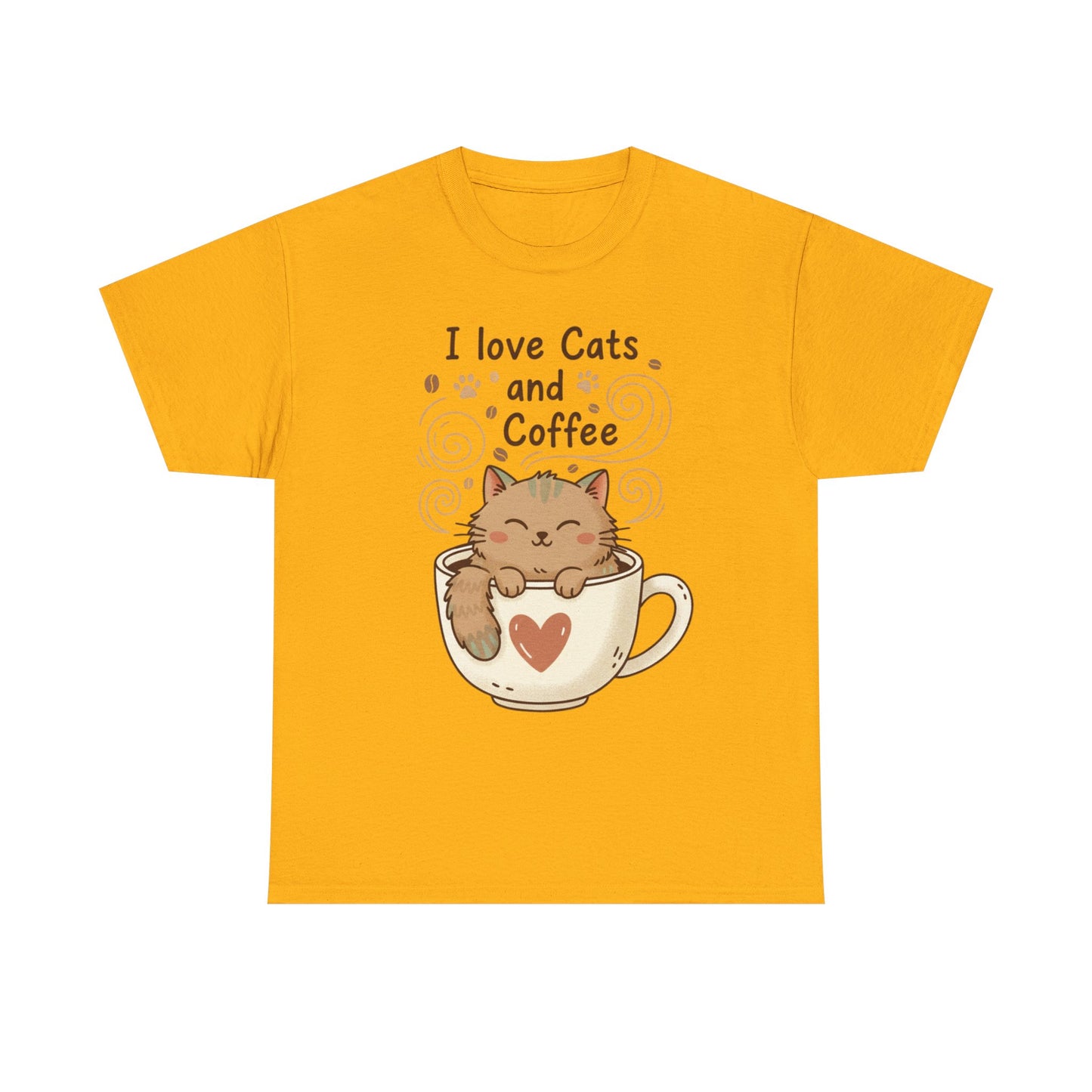 Cat and Coffee T‑Shirt — "I Love Cats and Coffee" Cute Cat in Mug Tee