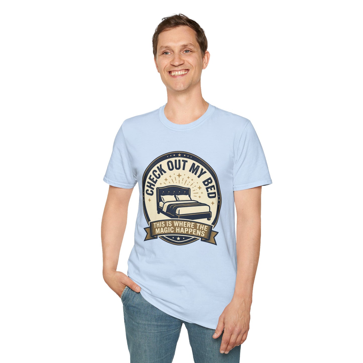 Check Out My Bed T-Shirt – “This Is Where The Magic Happens” Vintage Graphic Tee