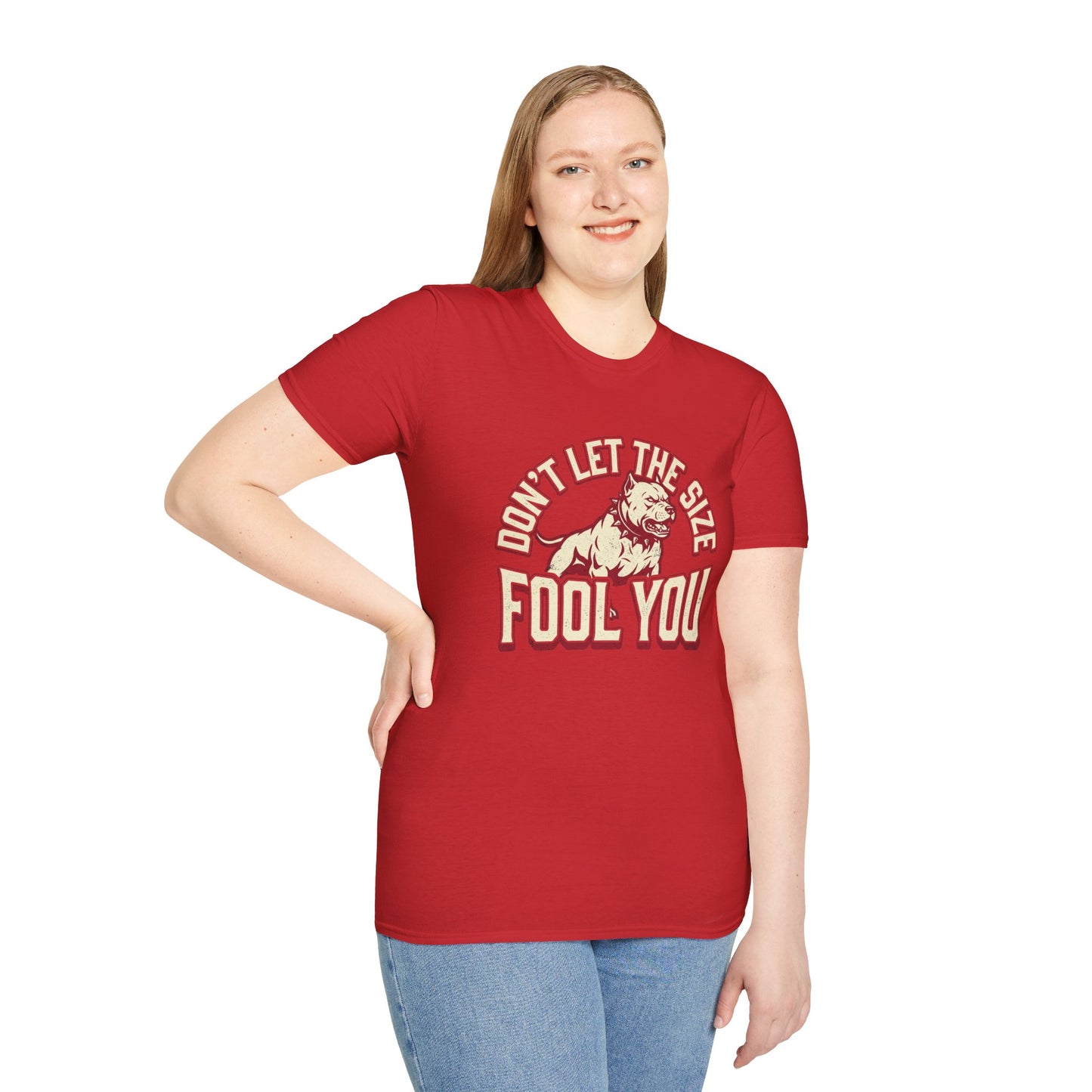 "Don’t Let The Size Fool You" Vintage Dog Tee-Pitbull Graphic T-Shirt