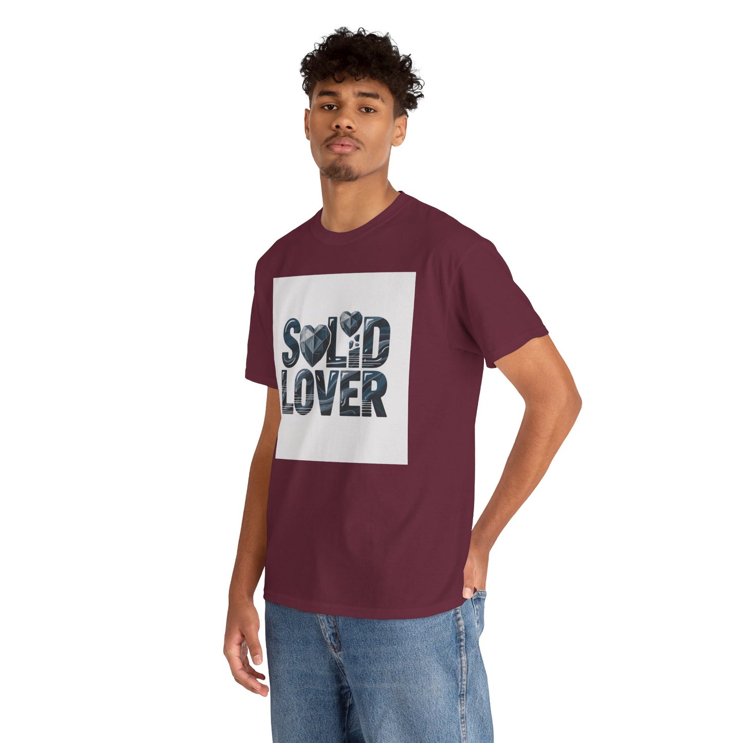Solid Lover T‑Shirt — Bold Heart Typography Tee for Couples & Romance