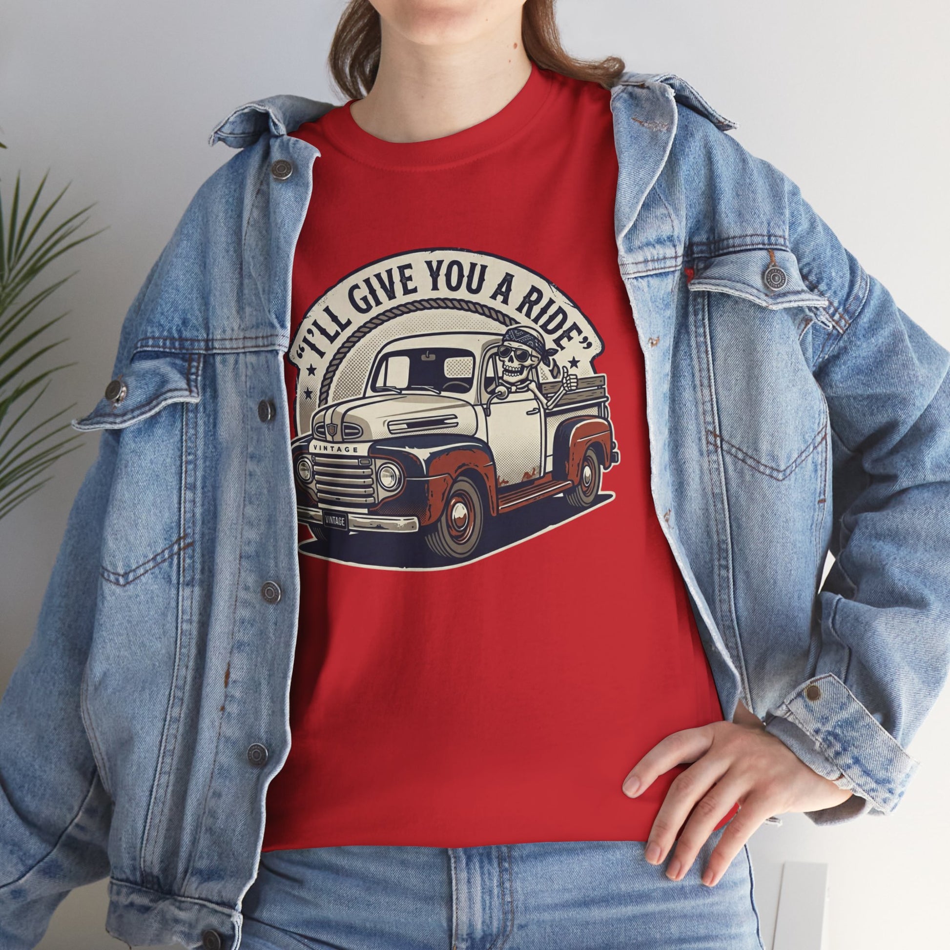 Vintage Pickup Truck T-Shirt — “I’ll Give You a Ride” Classic Retro Tee Printify