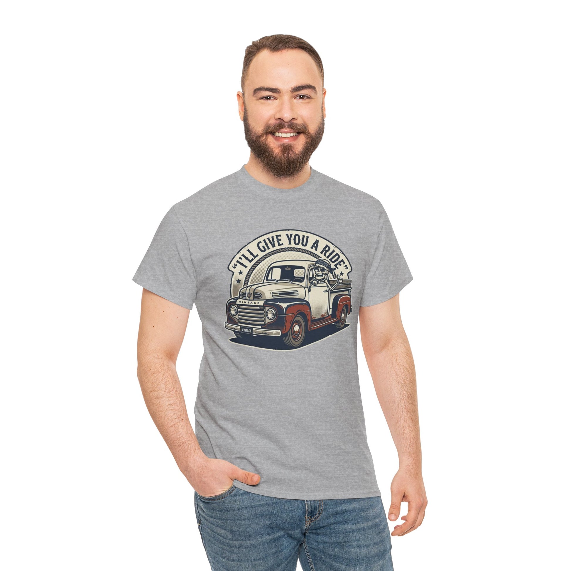 Vintage Pickup Truck T-Shirt — “I’ll Give You a Ride” Classic Retro Tee Printify