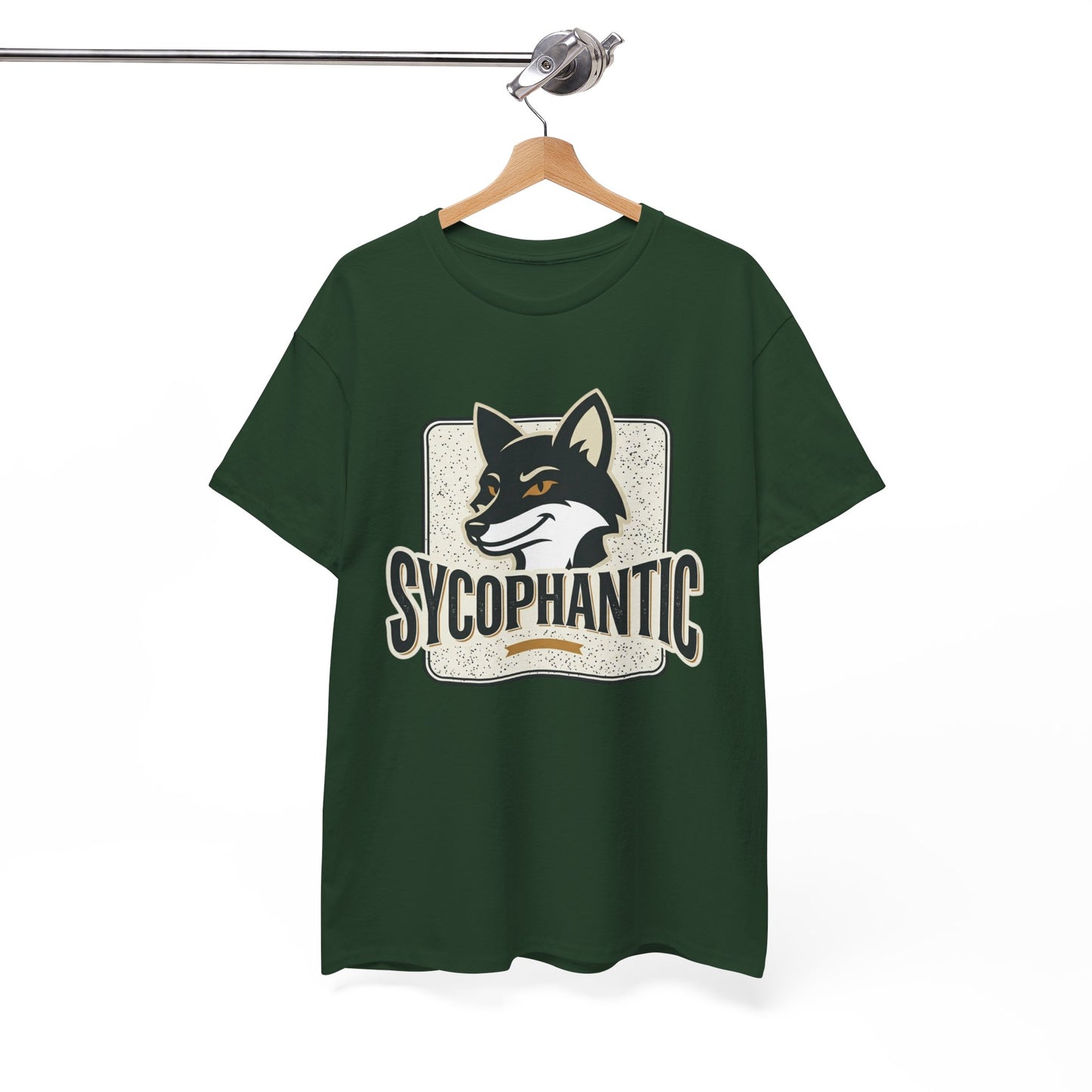 Sycophantic Fox Graphic Tee — Retro Animal Logo T-Shirt