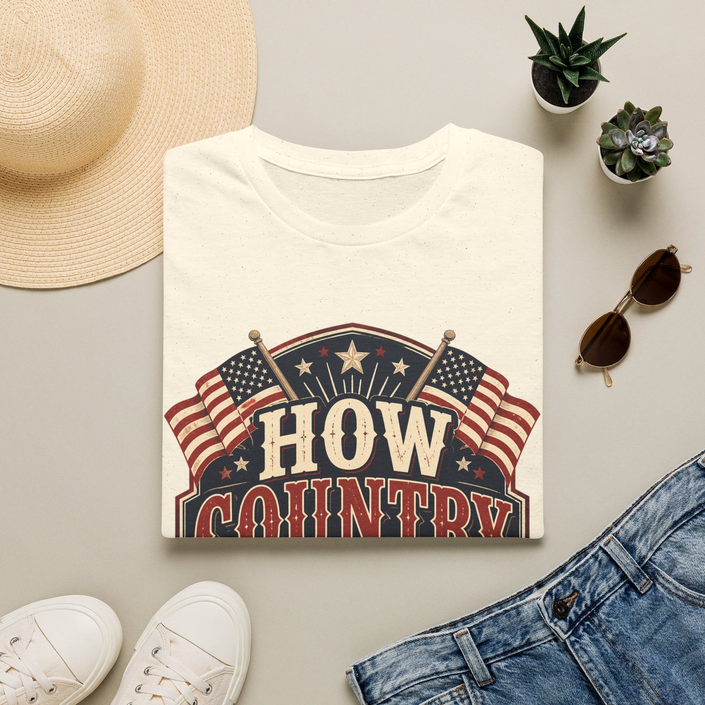 How Country Are You? T-Shirt — Vintage American Flag Country Graphic Tee