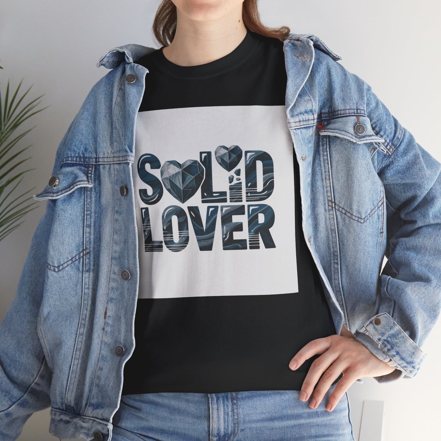 Solid Lover T‑Shirt — Bold Heart Typography Tee for Couples & Romance