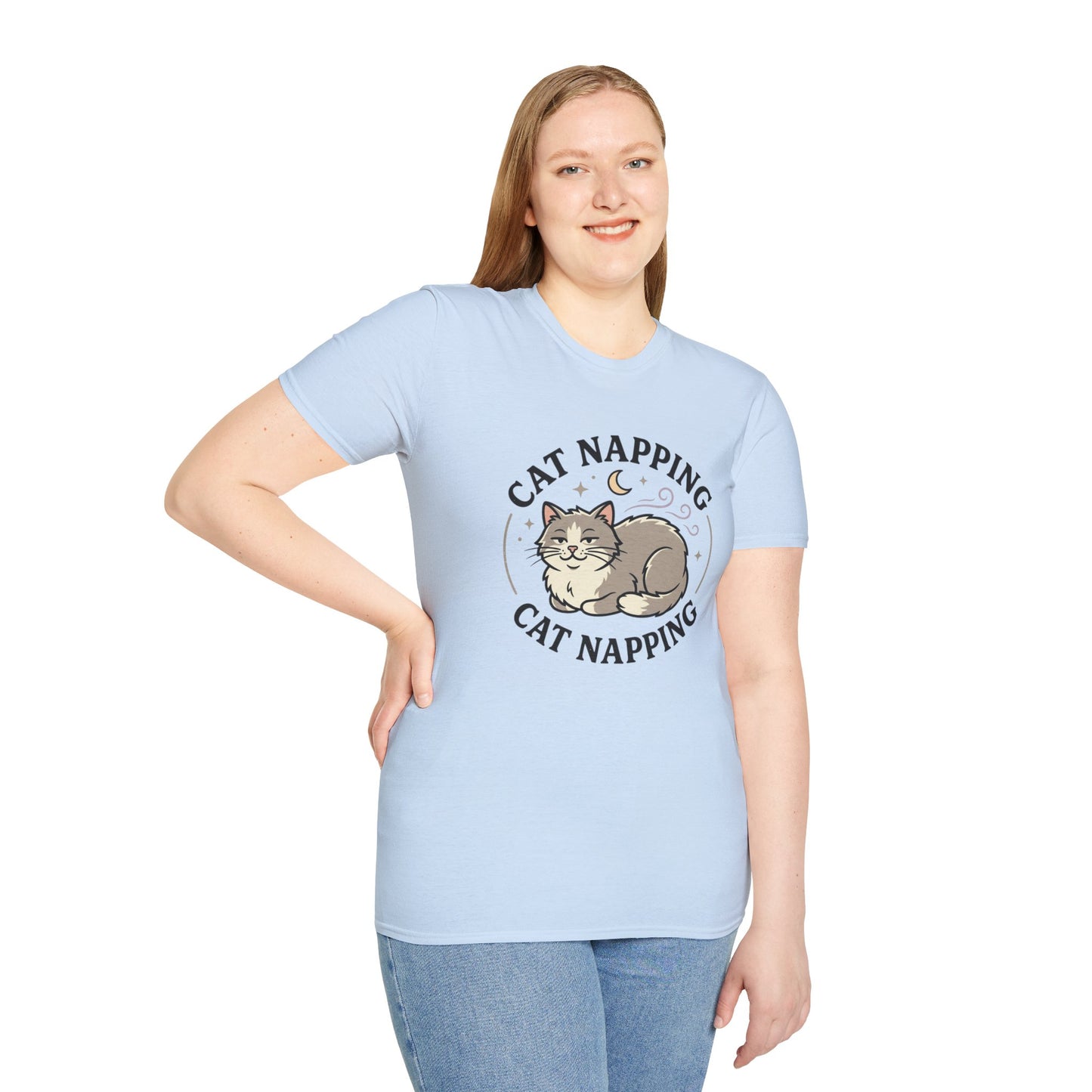 Cat Napping T-Shirt — Cute Sleeping Cat Graphic Tee for Cat Lovers