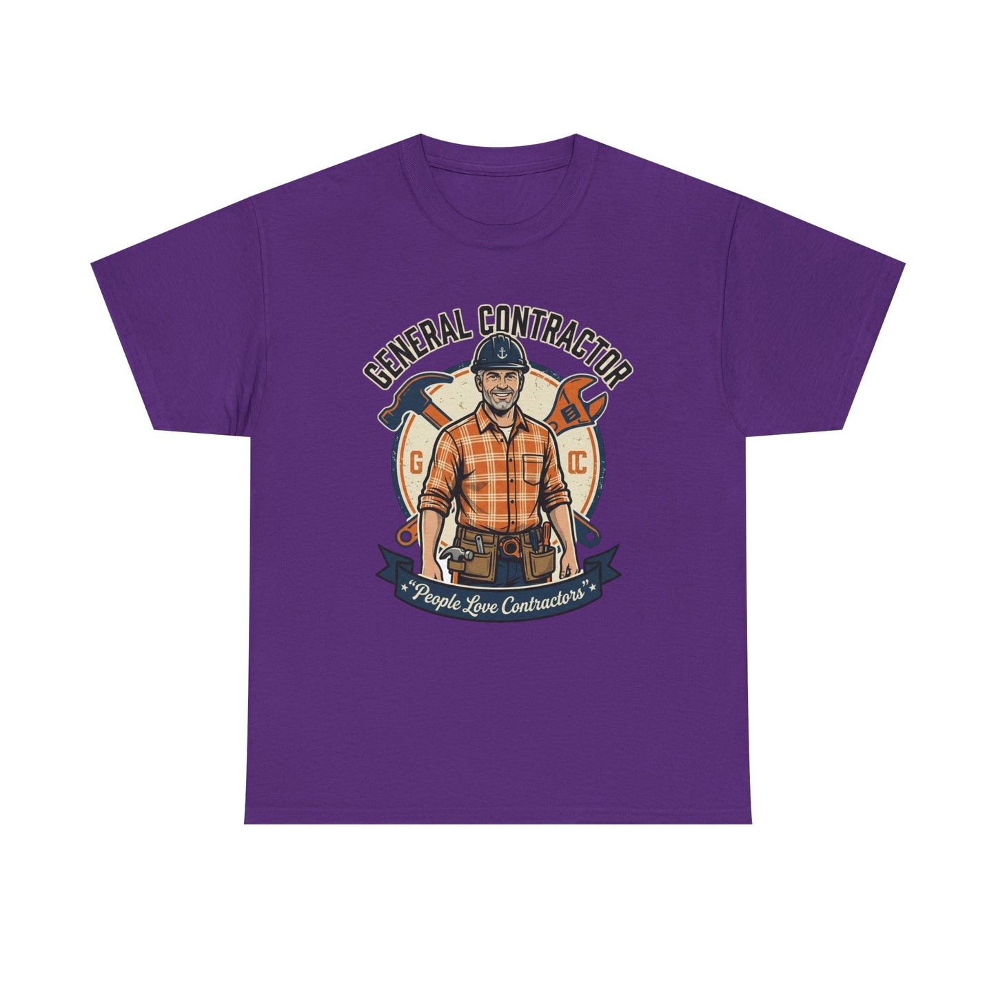 General Contractor T-Shirt — Vintage Construction Worker Logo Tee Printify