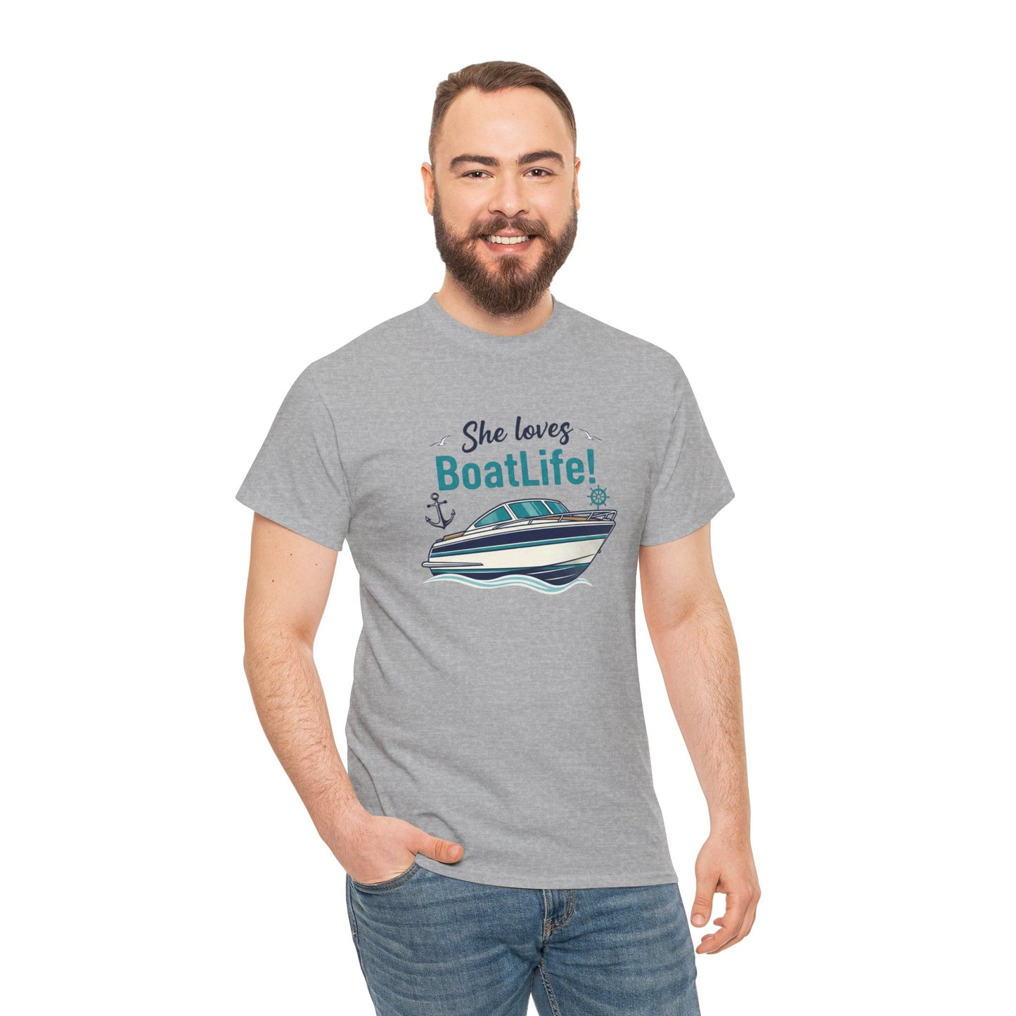 Boat Life T-Shirt — "She Loves BoatLife!" Graphic Tee for Boating Fans