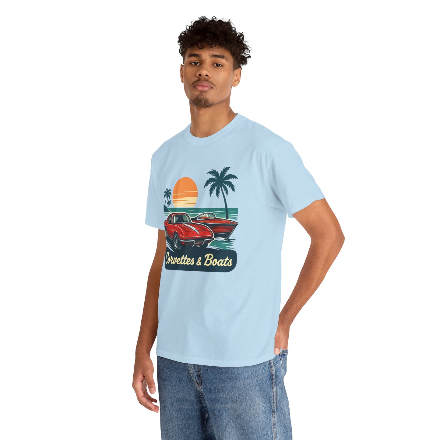 Corvettes & Boats Retro Sunset T‑Shirt