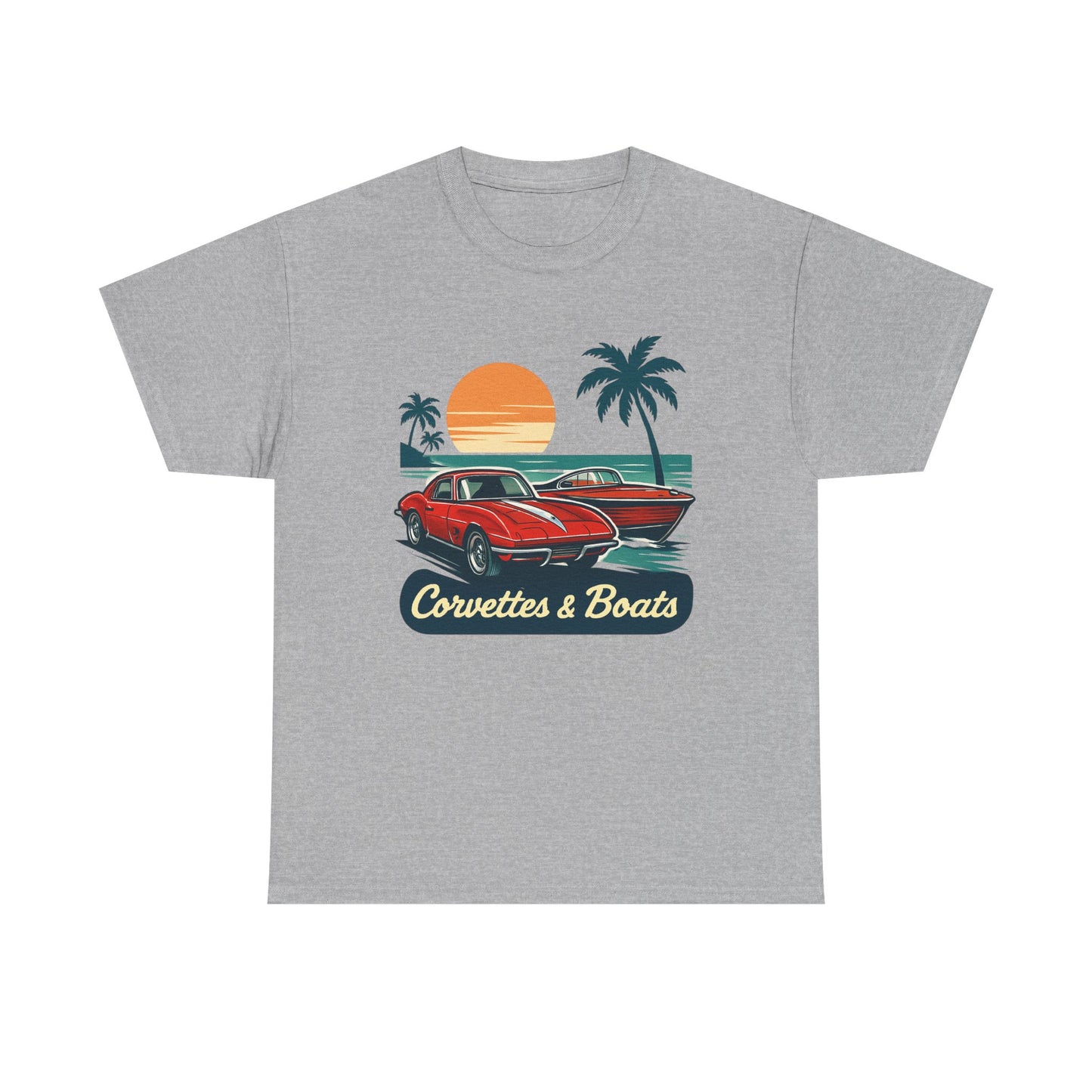 Corvettes & Boats Retro Sunset T‑Shirt