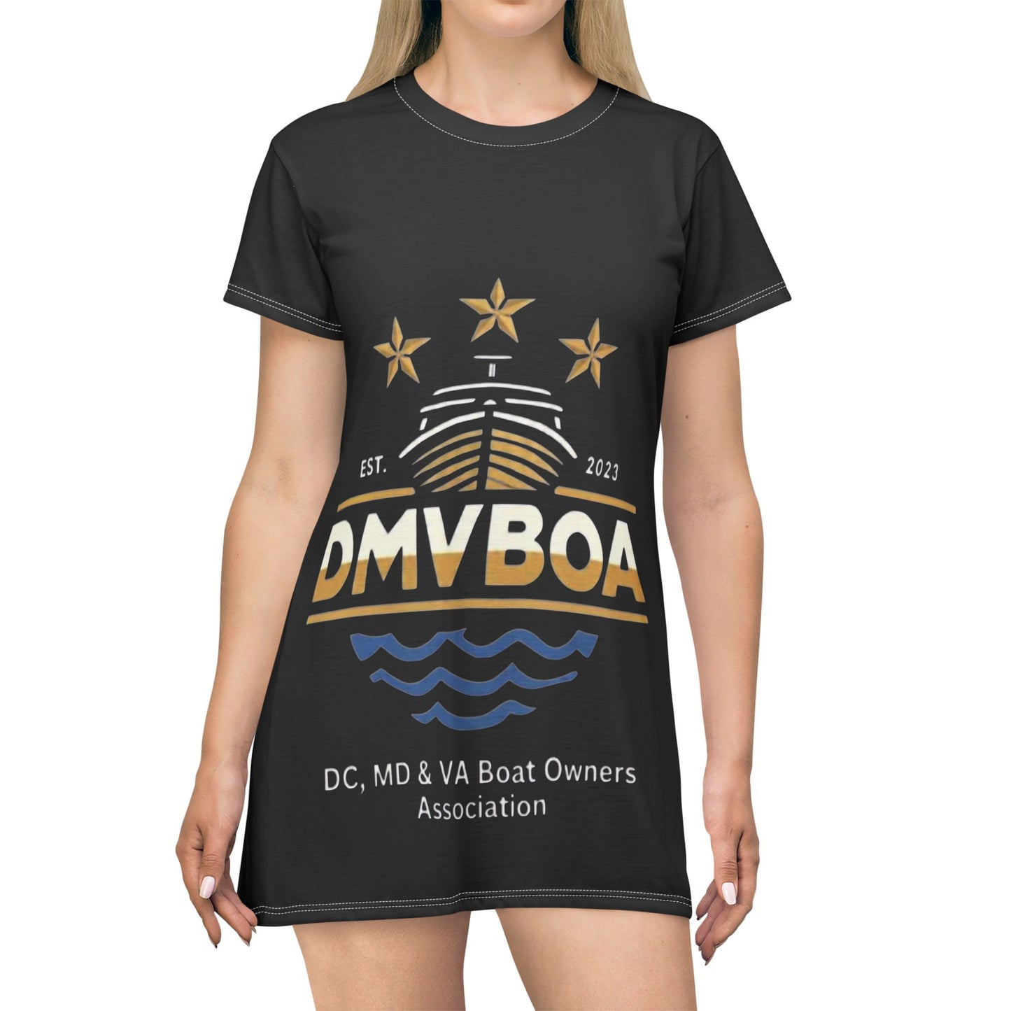 Boat Owners Association T‑Shirt Dress — DMVBOA DC MD VA Nautical Graphic Dress