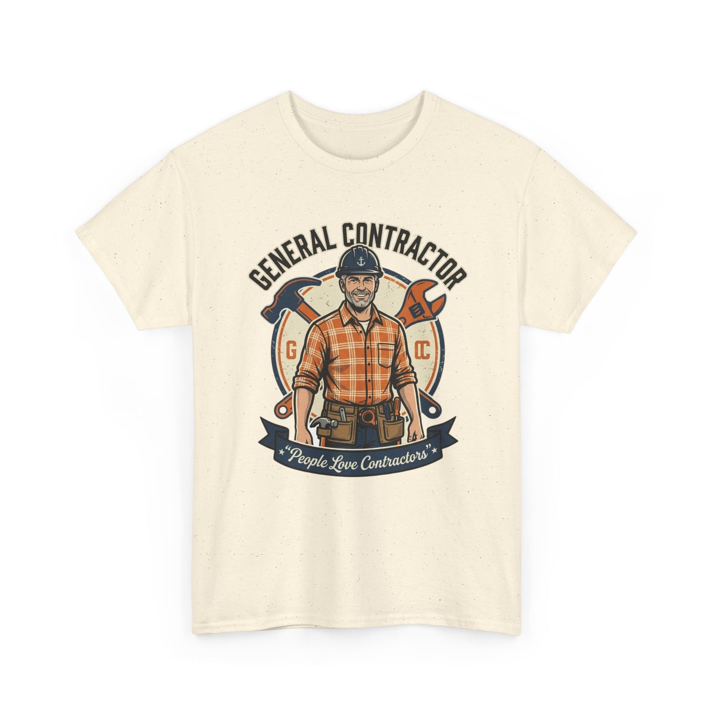 General Contractor T-Shirt — Vintage Construction Worker Logo Tee Printify