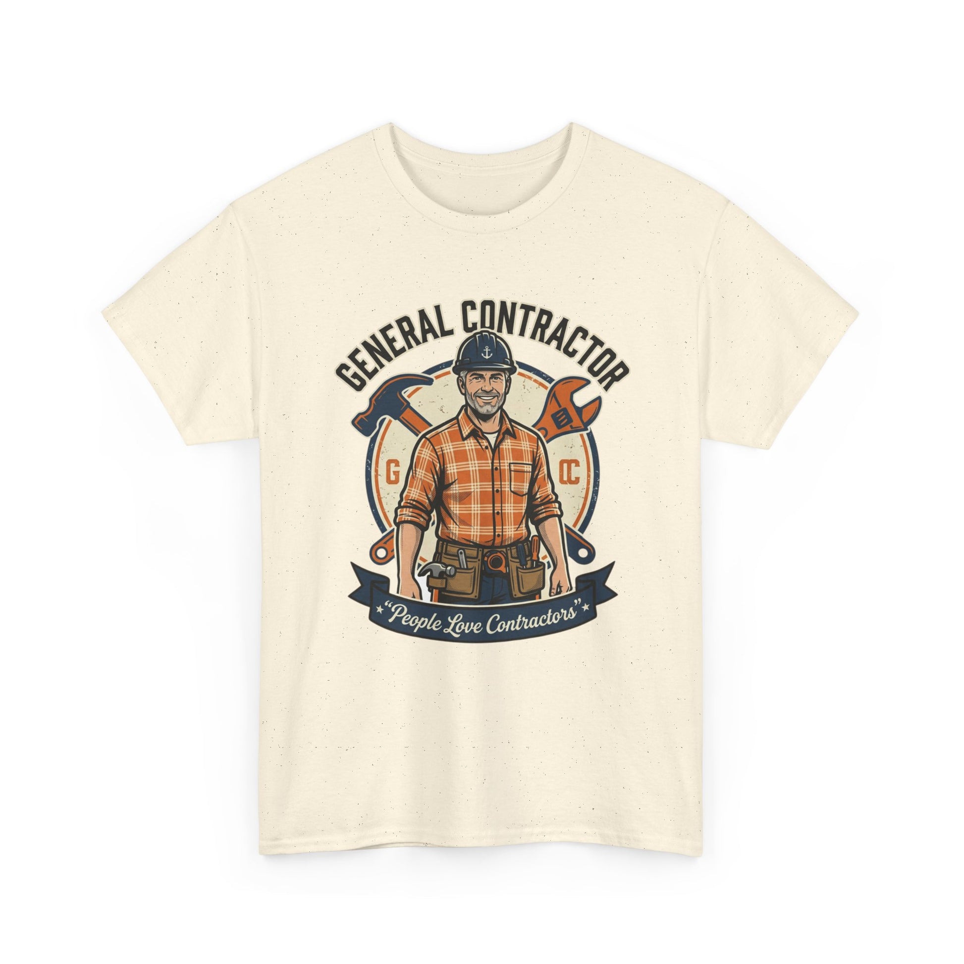 General Contractor T-Shirt — Vintage Construction Worker Logo Tee Printify