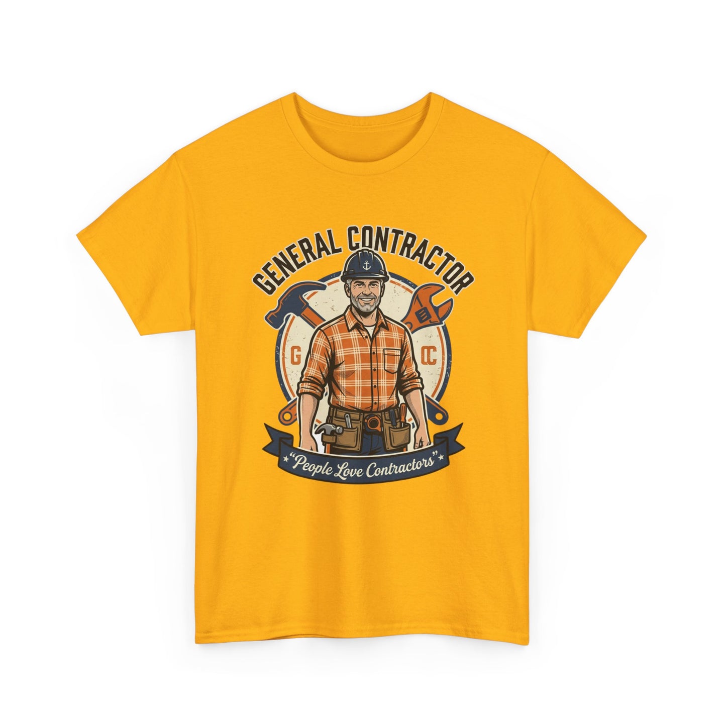 General Contractor T-Shirt — Vintage Construction Worker Logo Tee Printify