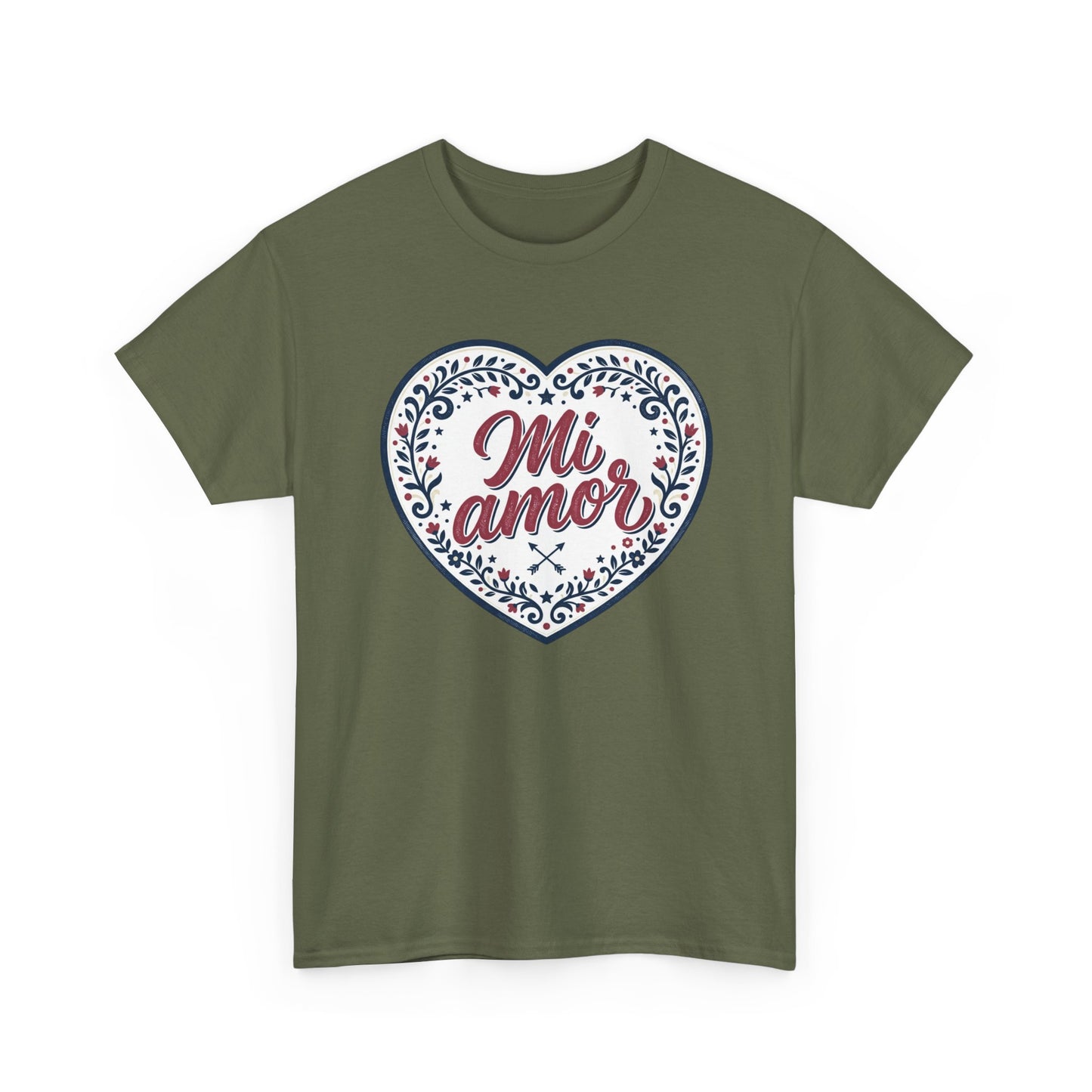 Mi Amor Heart T-Shirt — Romantic Floral Graphic Tee for Valentine’s Day