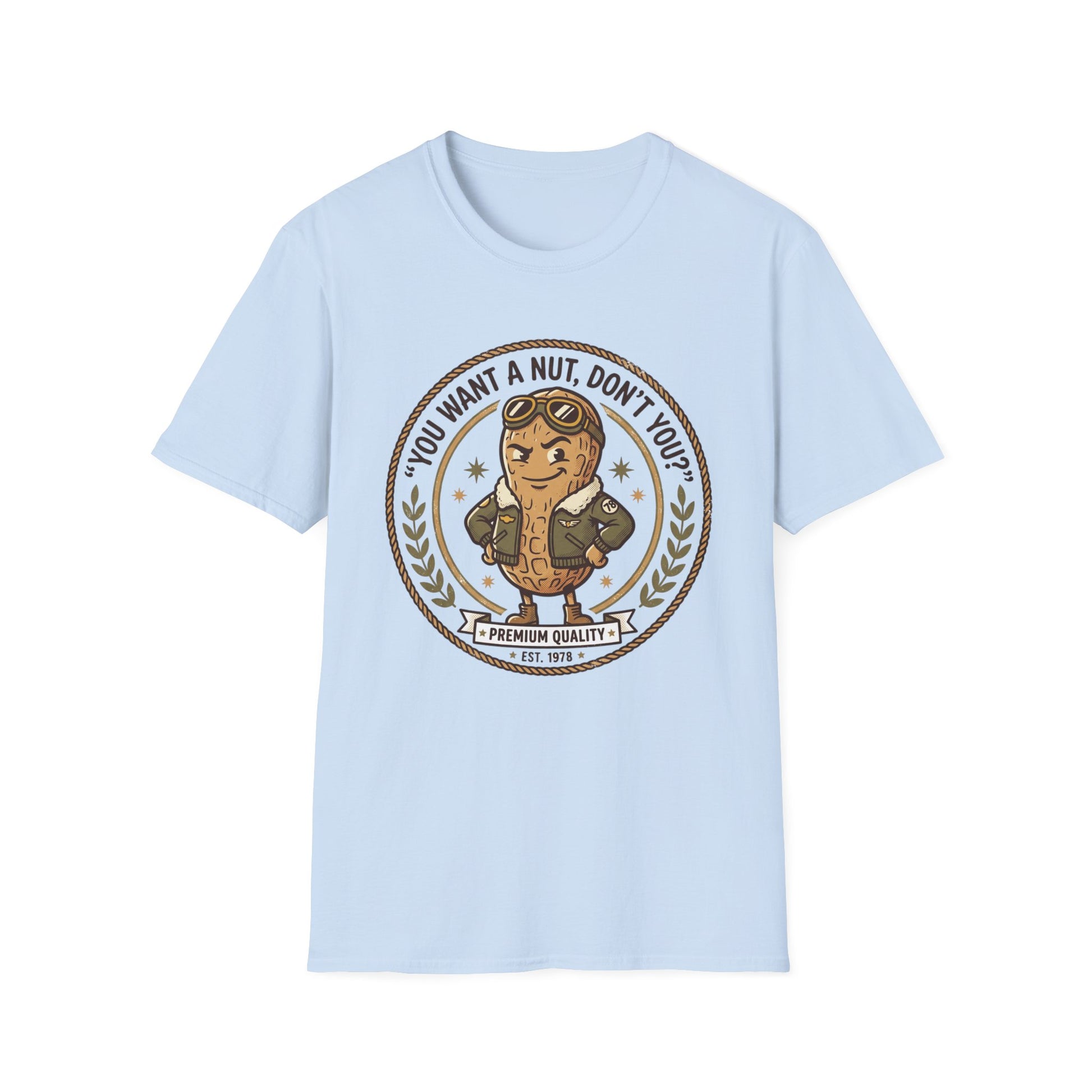 Vintage Mascot Peanut T-Shirt — "You Want a Nut, Don't You?" Retro Graphic Tee Printify