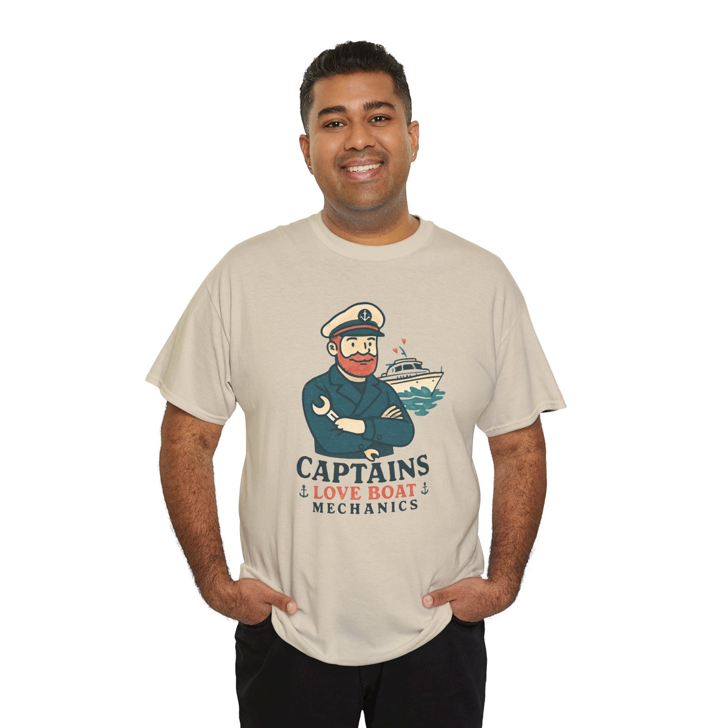 Captain Mechanics T‑Shirt — "Captains Love Boat Mechanics" Nautical Crew Tee