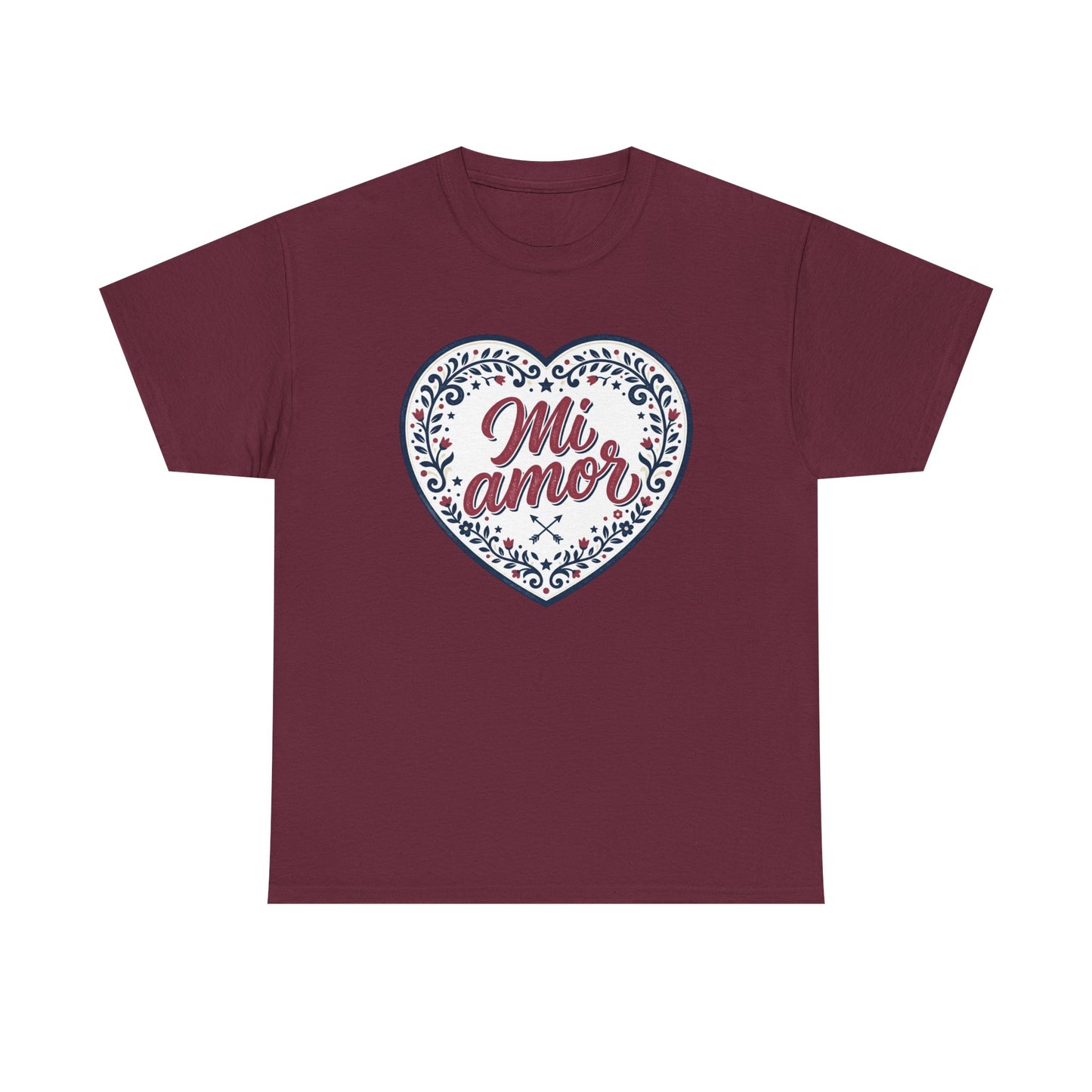 Mi Amor Heart T-Shirt — Romantic Floral Graphic Tee for Valentine’s Day