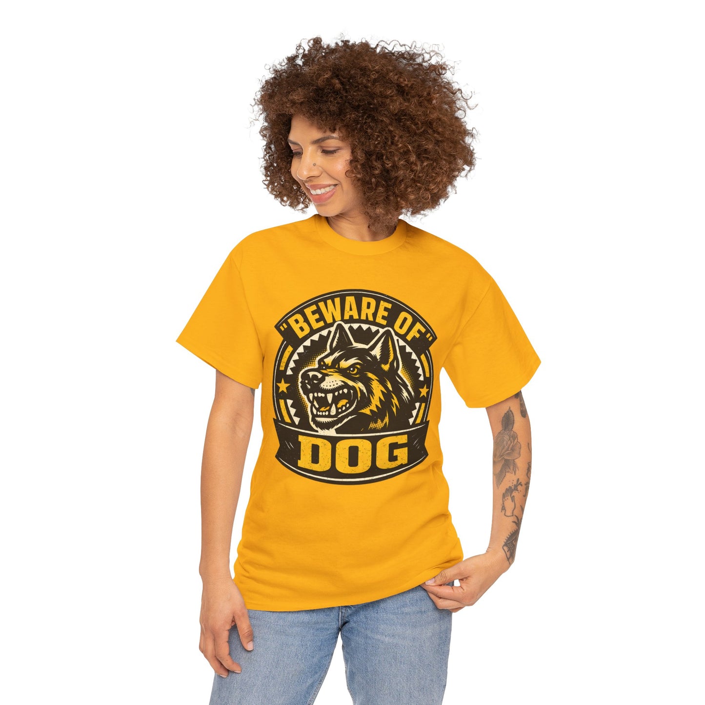 Beware of Dog T-Shirt — Retro Aggressive Dog Warning Graphic Tee Printify