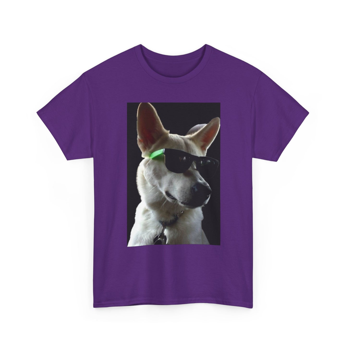 Cyberpunk Dog Photo Tee — Futuristic Bull Terrier Graphic T-Shirt Printify
