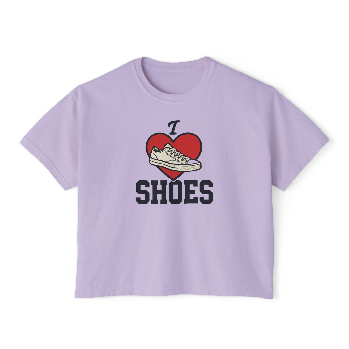 I Heart Shoes Women's Boxy Tee – Cute Sneaker Lover T-Shirt