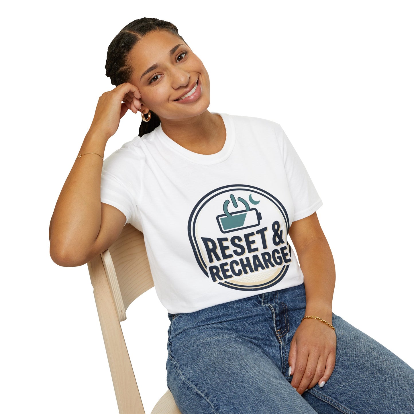 Reset & Recharge T-Shirt — Self-Care Relaxation Graphic Tee