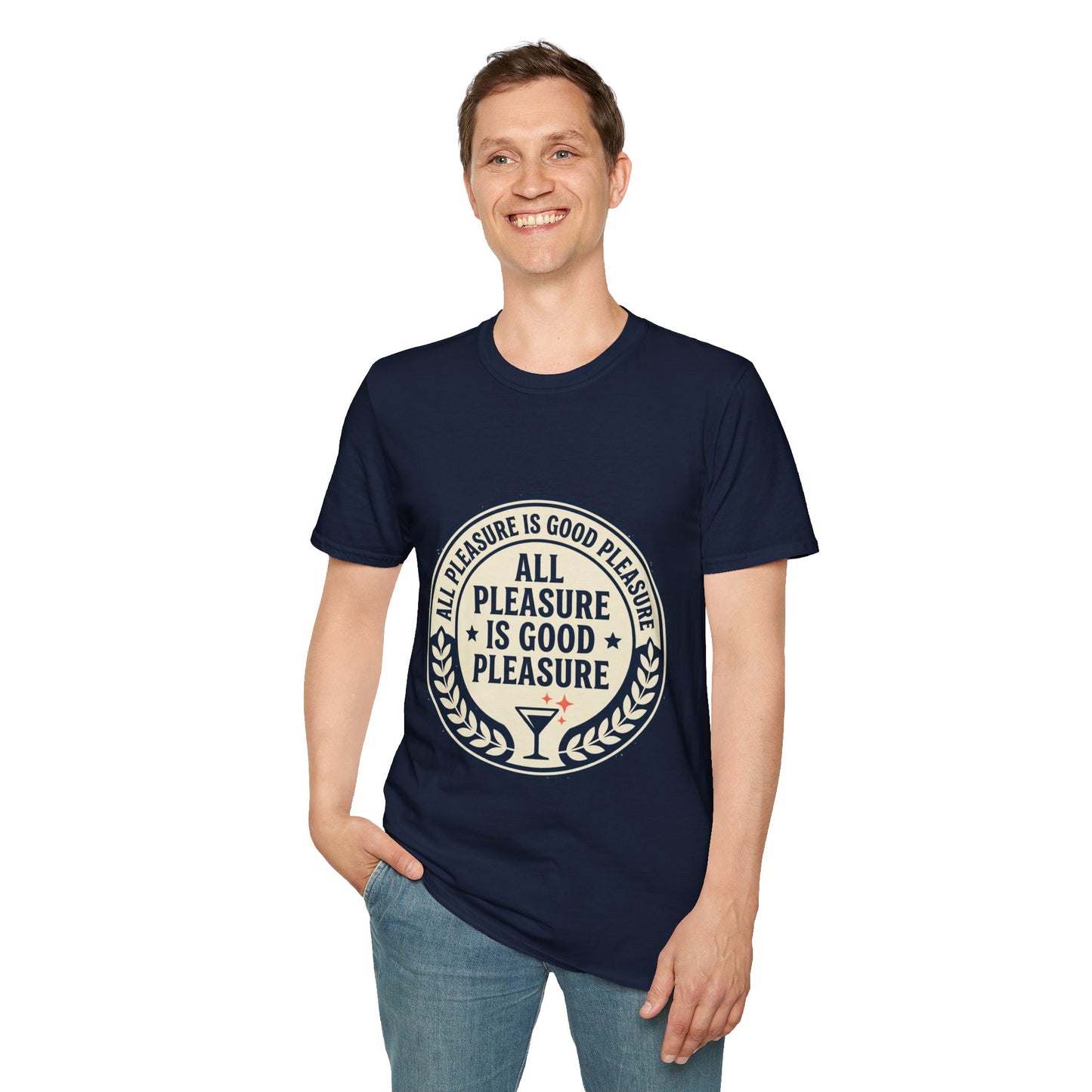 "All Pleasure Is Good Pleasure" Vintage Badge Tee