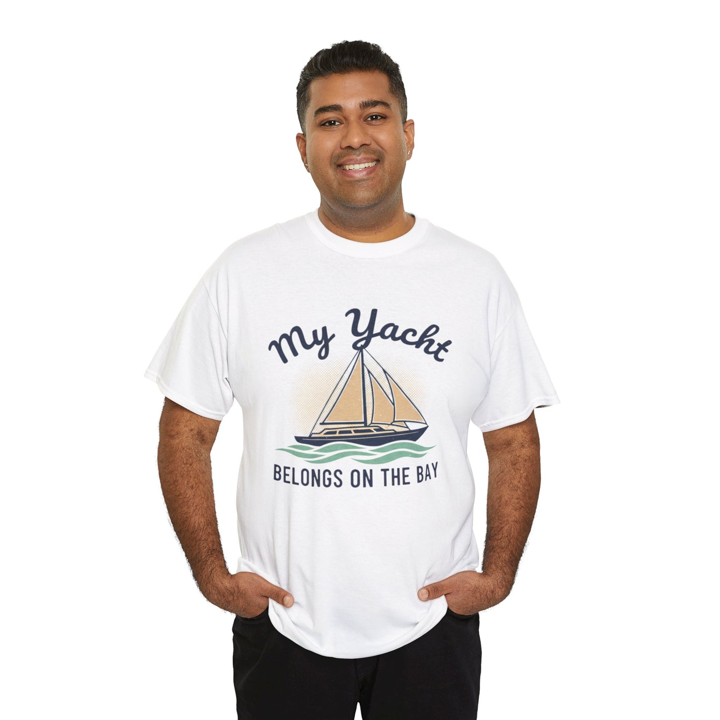 Sailboat Graphic Tee - "My Yacht Belongs on the Bay" Casual Nautical T-Shirt