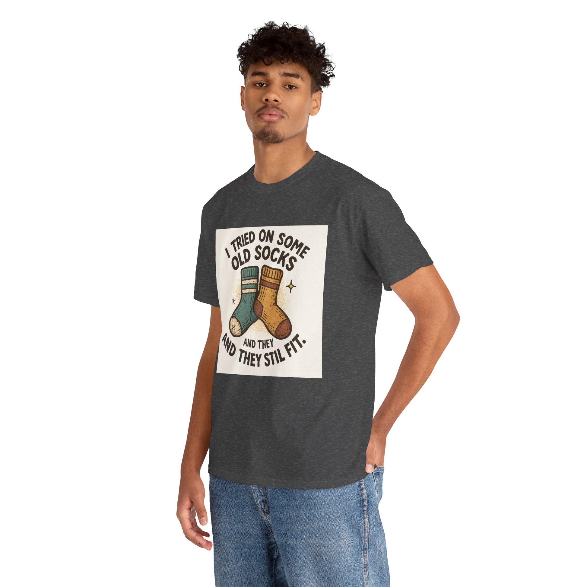 Funny Socks T-Shirt – “I Tried On Some Old Socks and They Still Fit” Graphic Tee Printify