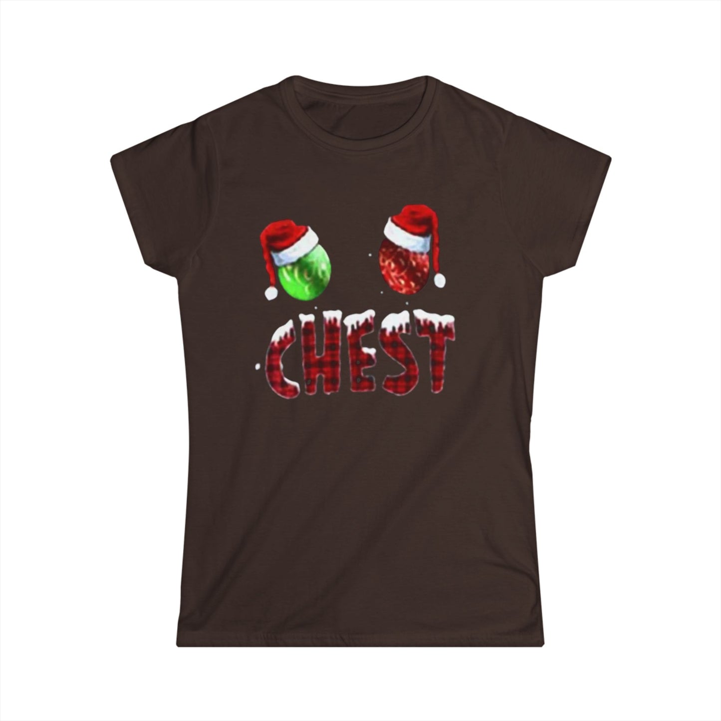 Chest Christmas Tee — Festive Ornaments & Santa Hats Holiday Shirt