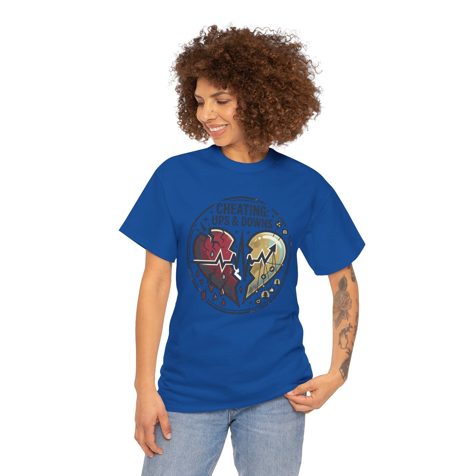 Cheating: Ups & Downs Broken Heart Graphic Tee Printify