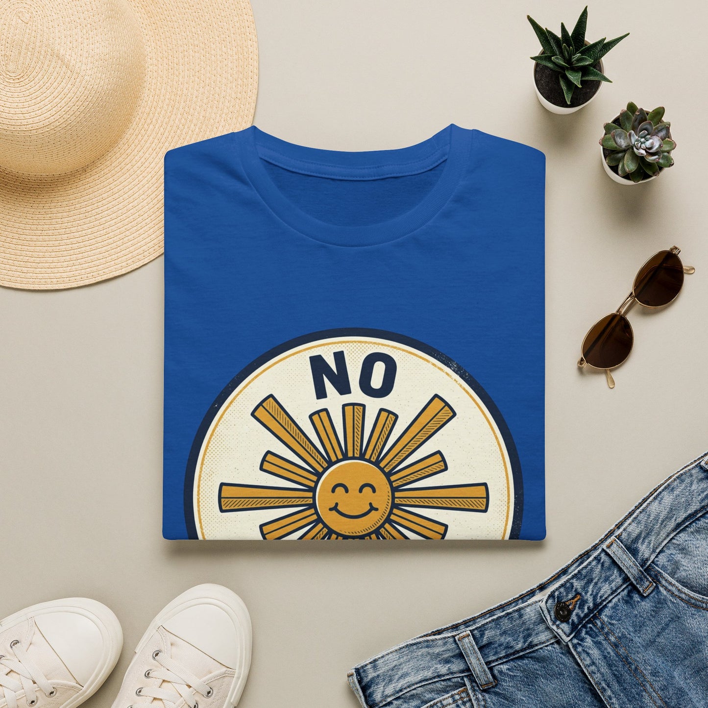 No Negative Energy T-Shirt — Retro Smiling Sun Positive Vibes Tee
