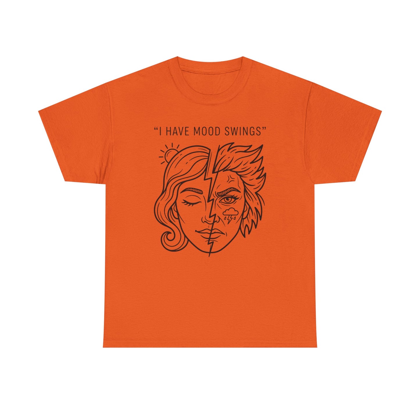 Mood Swings Graphic Tee — Split Face Line Art "I Have Mood Swings" T-Shirt Printify