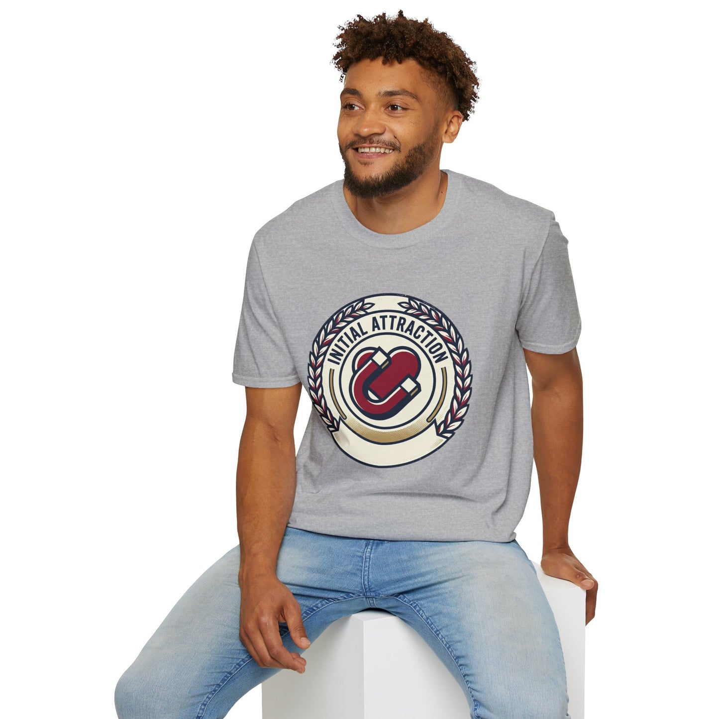 Initial Attraction T-Shirt — Retro Badge Heart Design