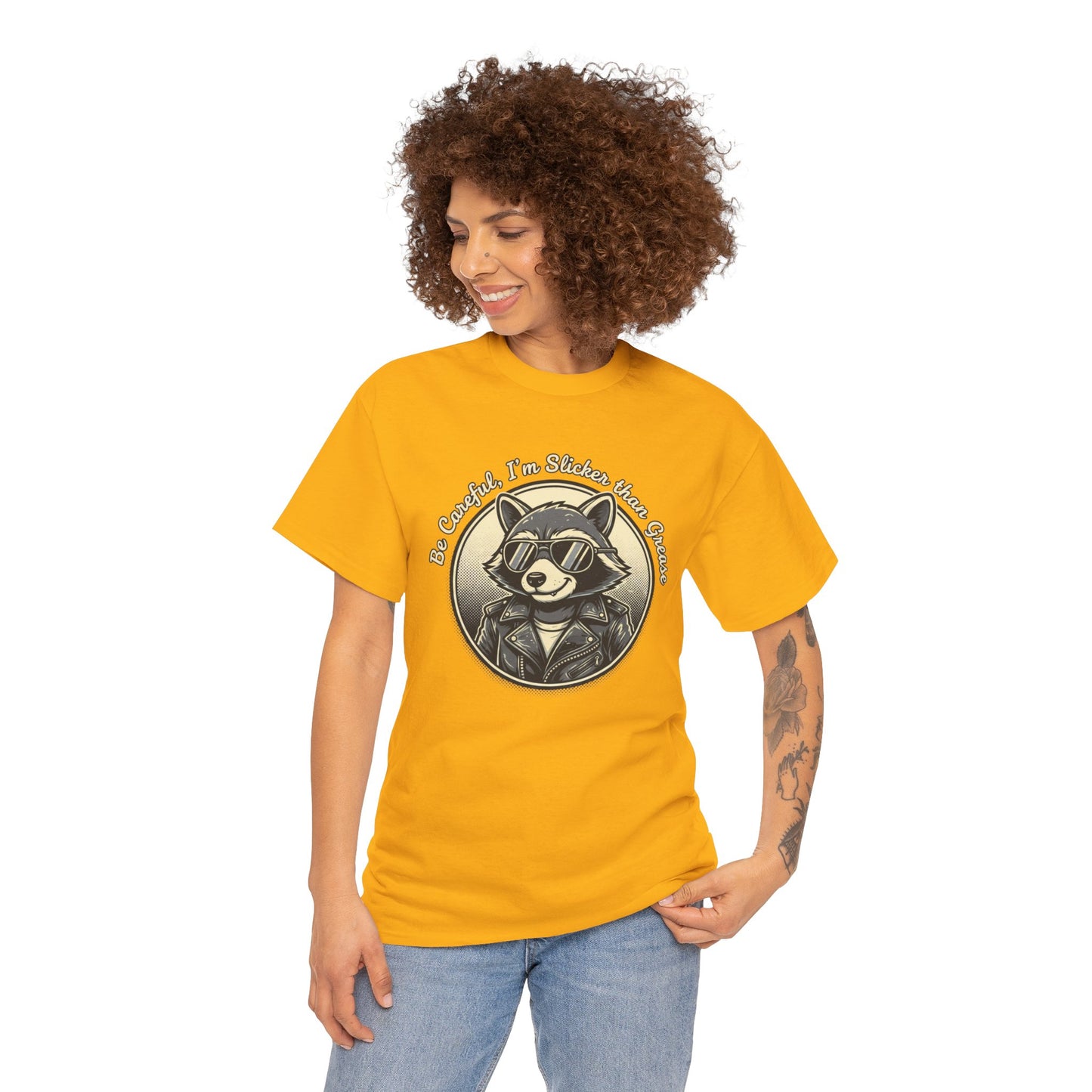 Raccoon Detective Graphic Tee — "Be Careful I’m Watching Your Snacks" Vintage Badge T-Shirt