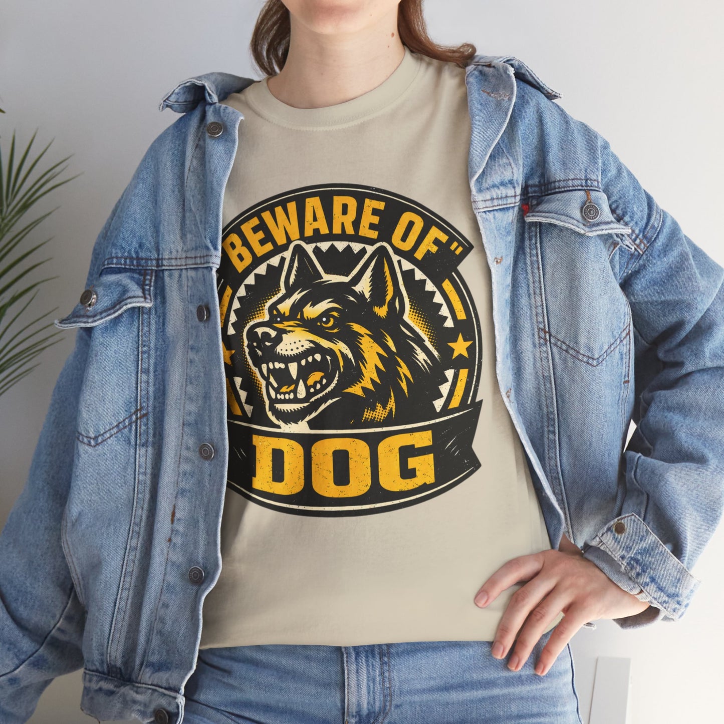 Beware of Dog T-Shirt — Retro Aggressive Dog Warning Graphic Tee Printify