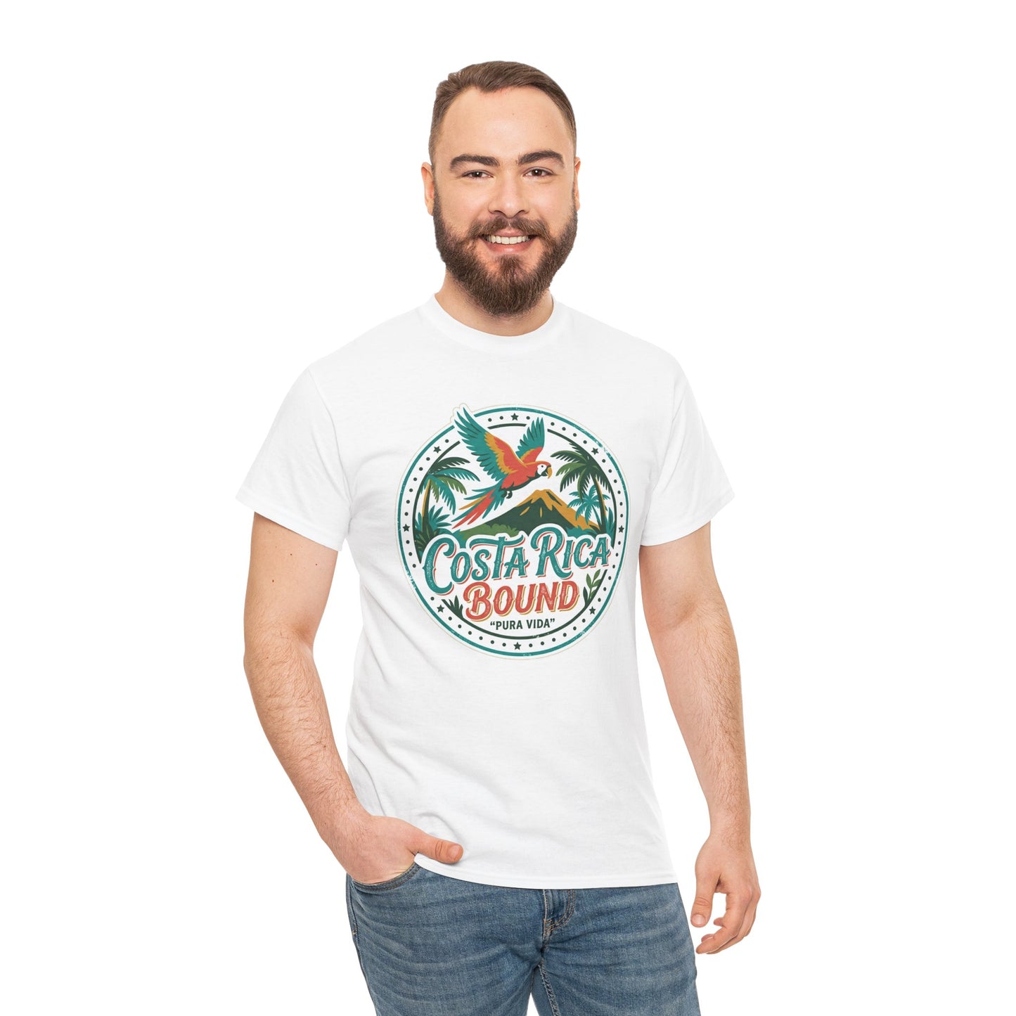 Costa Rica Bound T-Shirt — Tropical Parrot Travel Tee Printify