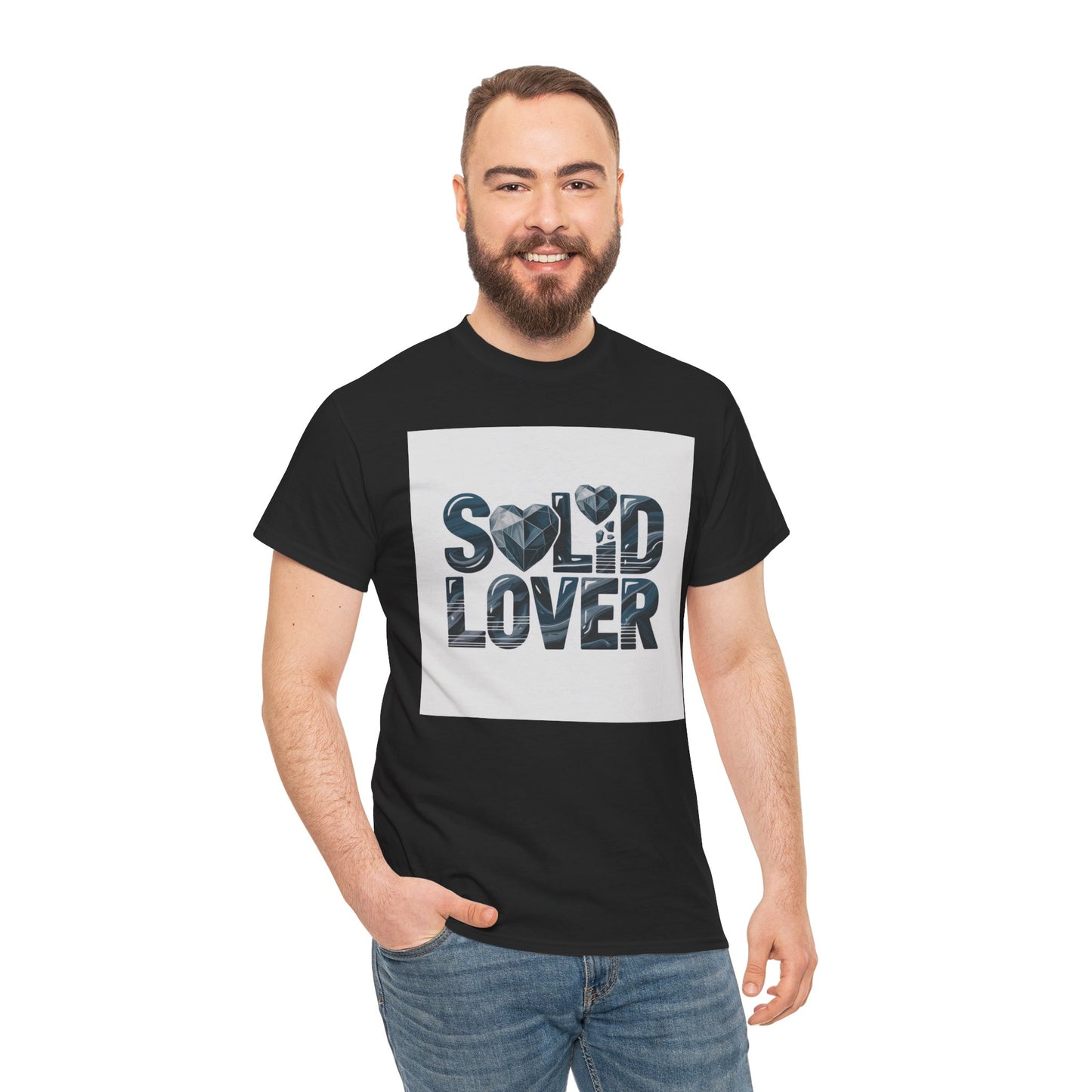 Solid Lover T‑Shirt — Bold Heart Typography Tee for Couples & Romance