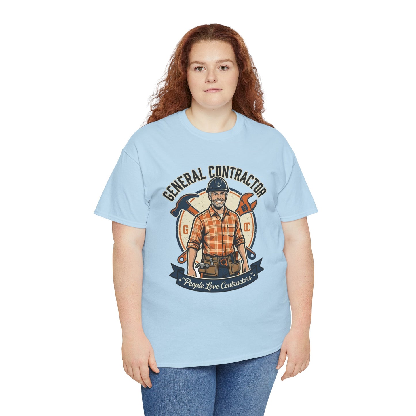 General Contractor T-Shirt — Vintage Construction Worker Logo Tee Printify