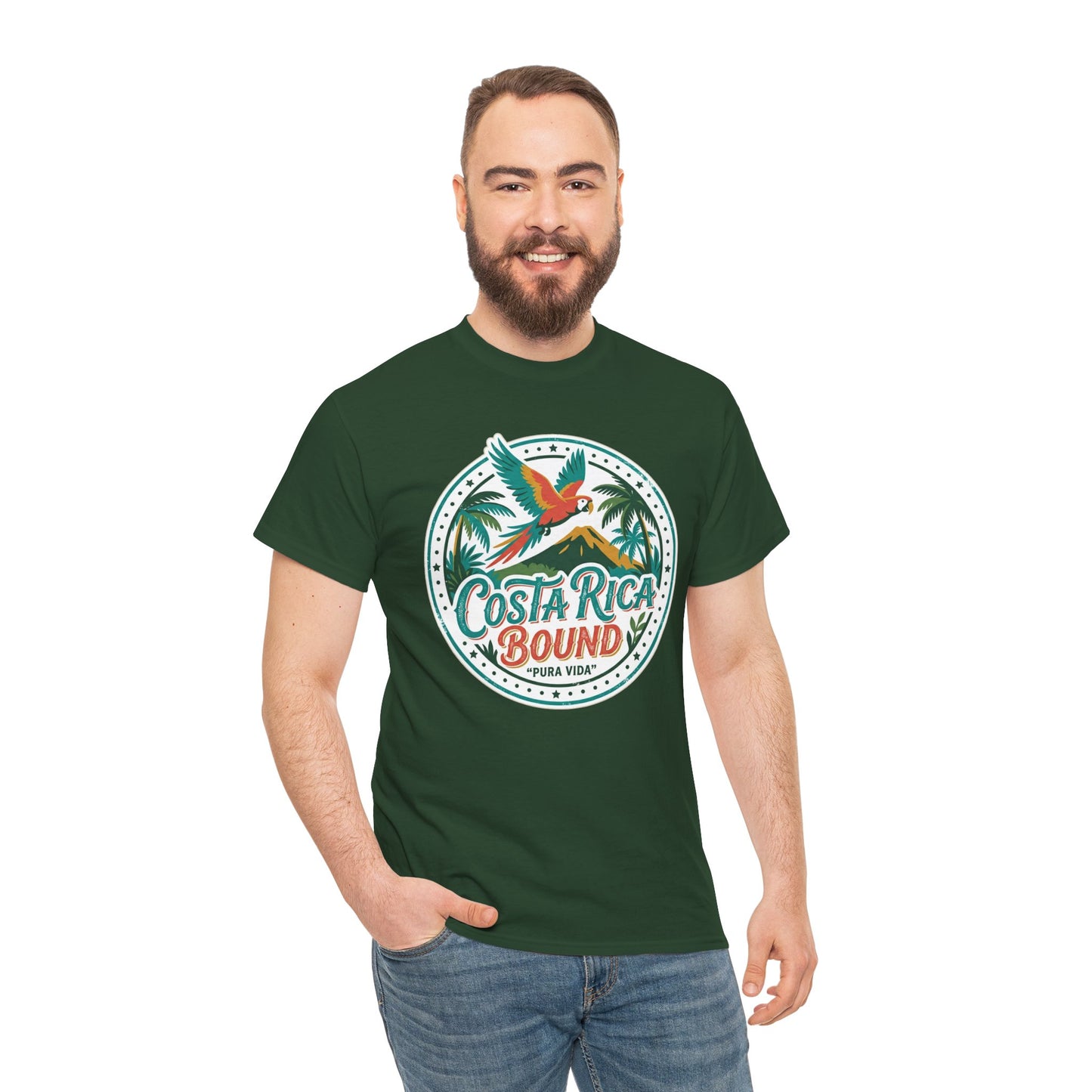 Costa Rica Bound T-Shirt — Tropical Parrot Travel Tee Printify