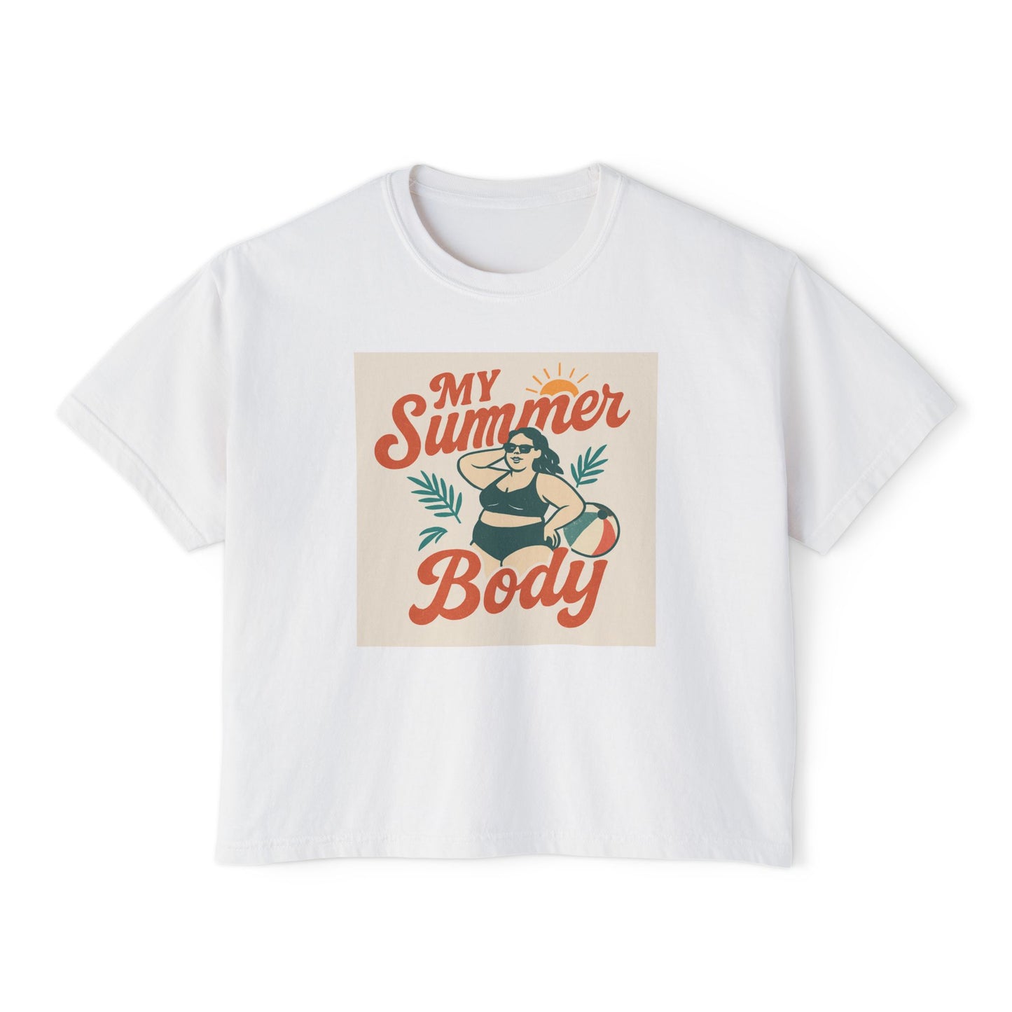 My Summer Body Boxy Tee — Retro Beach Graphic Women’s T‑Shirt