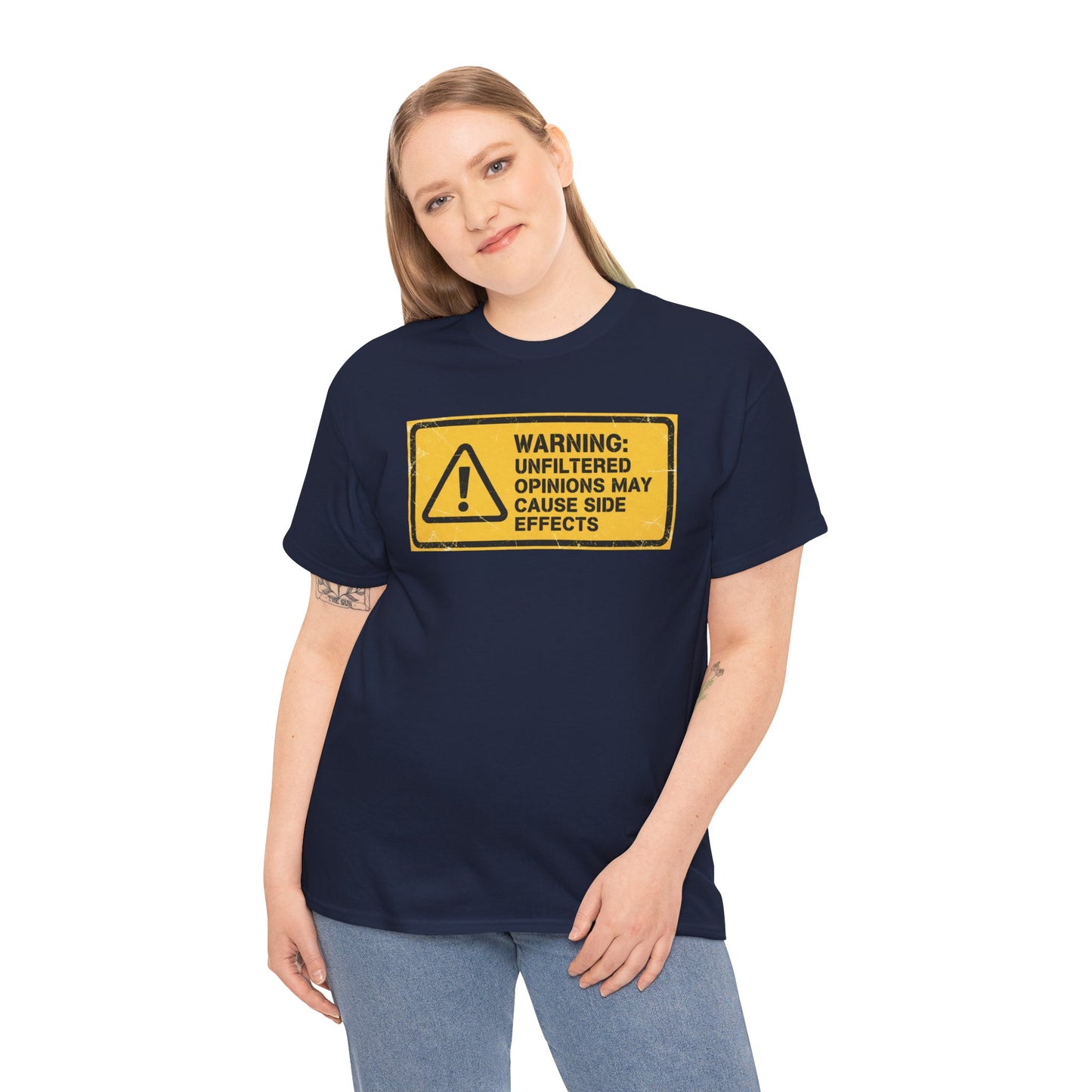 T-Shirt — "Warning: Unfiltered Opinions May Cause Side Effects" Graphic Tee