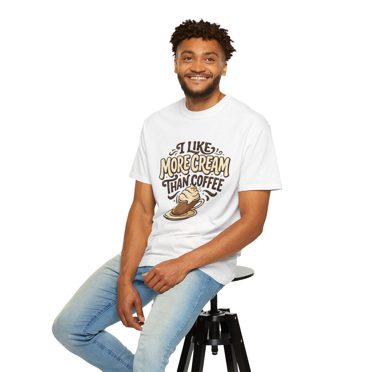 Coffee Tee — "I Like More Cream Than Coffee" Graphic T-Shirt