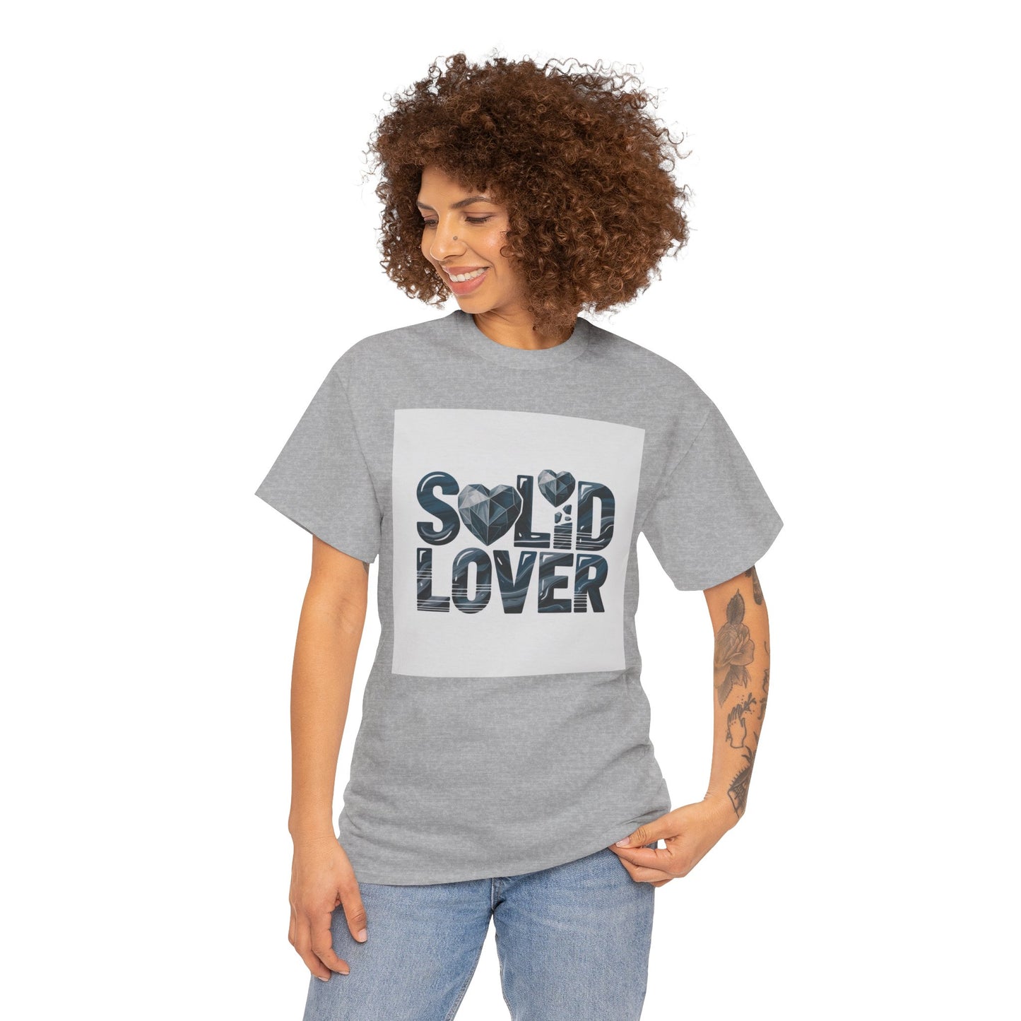Solid Lover T‑Shirt — Bold Heart Typography Tee for Couples & Romance