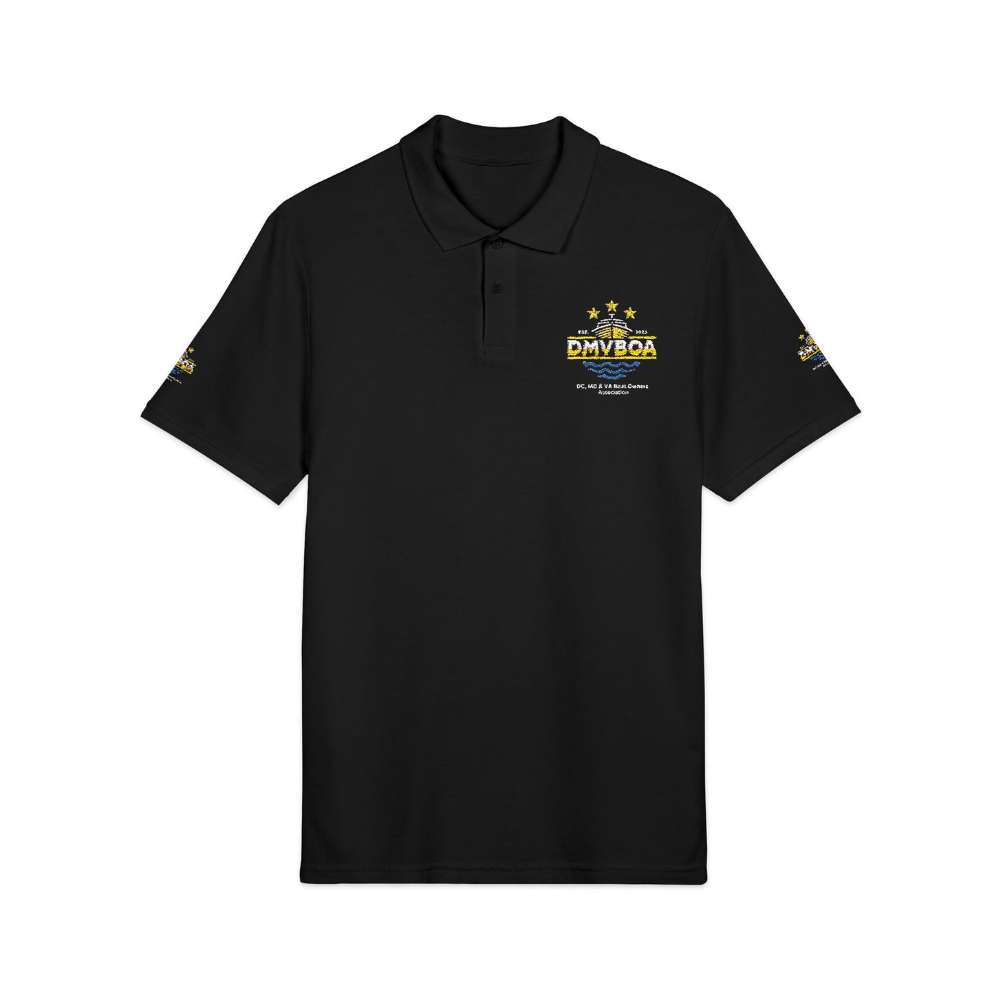 DMVBOA Embroidered Crest Polo Shirt — Classic Black Club Logo Printify
