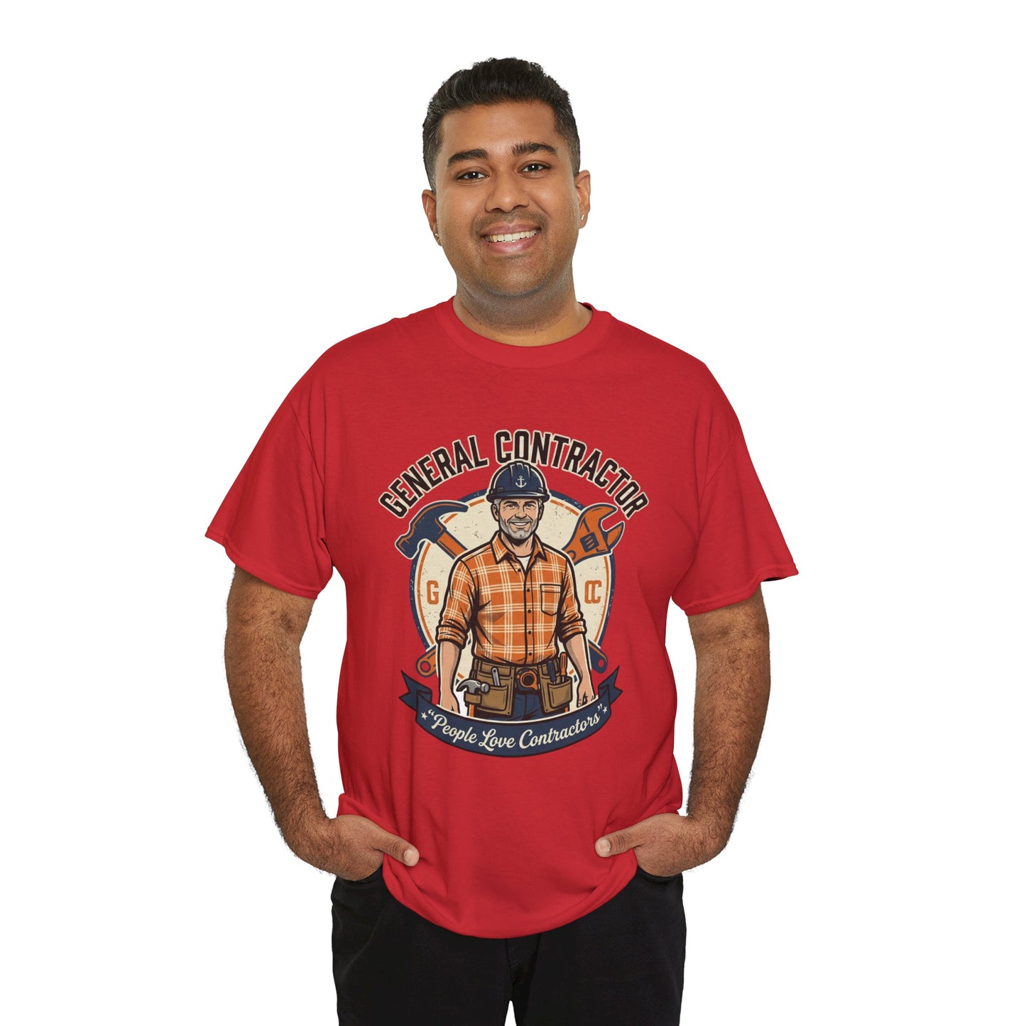 General Contractor T-Shirt — Vintage Construction Worker Logo Tee Printify