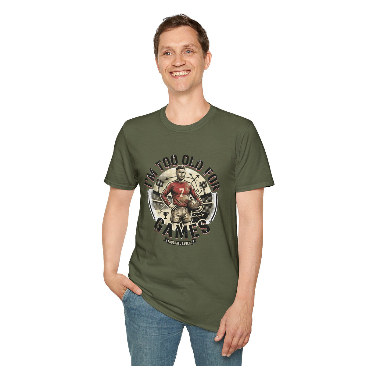 I'm Too Old for Games T-Shirt — Vintage Football Player Retro Tee