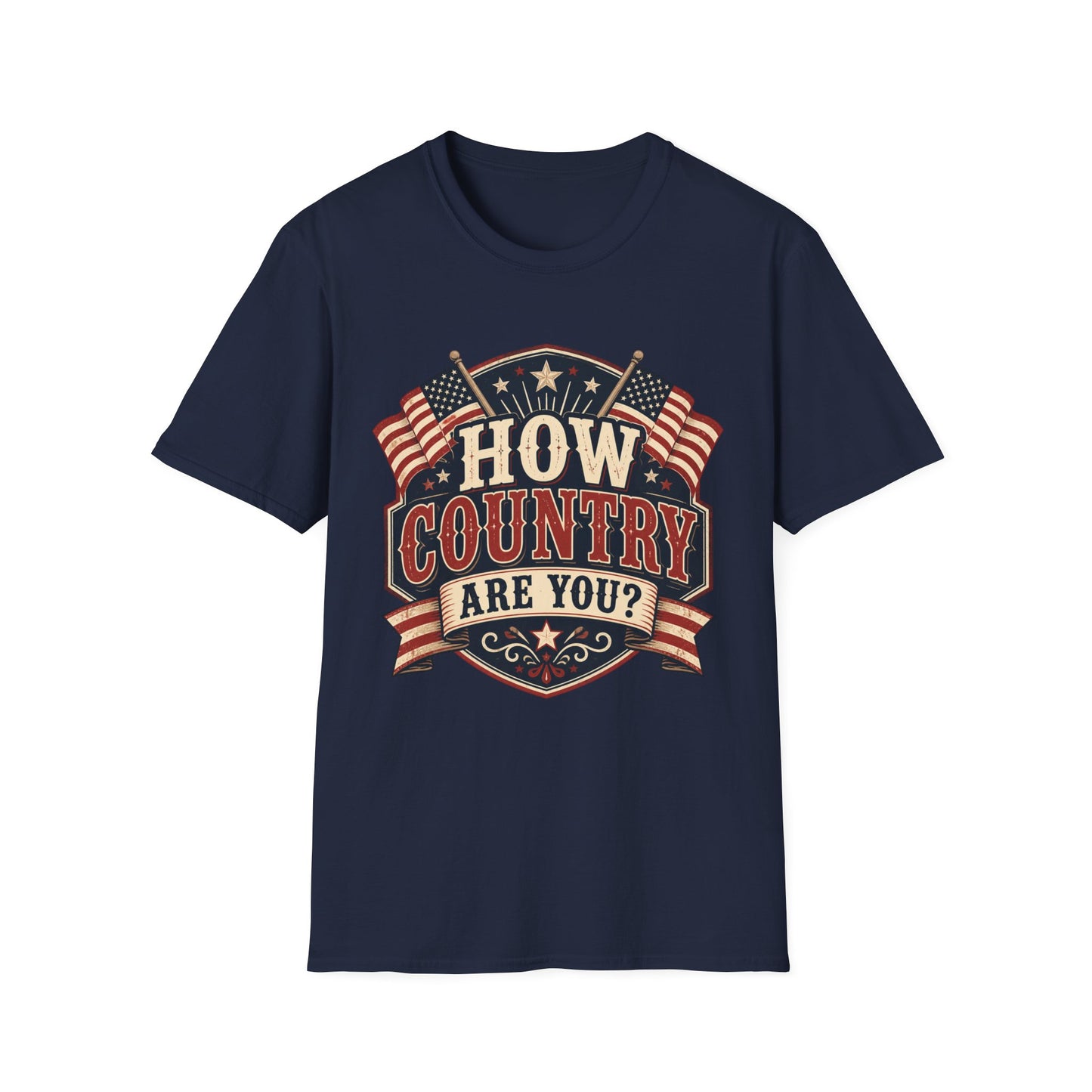 How Country Are You? T-Shirt — Vintage American Flag Country Graphic Tee