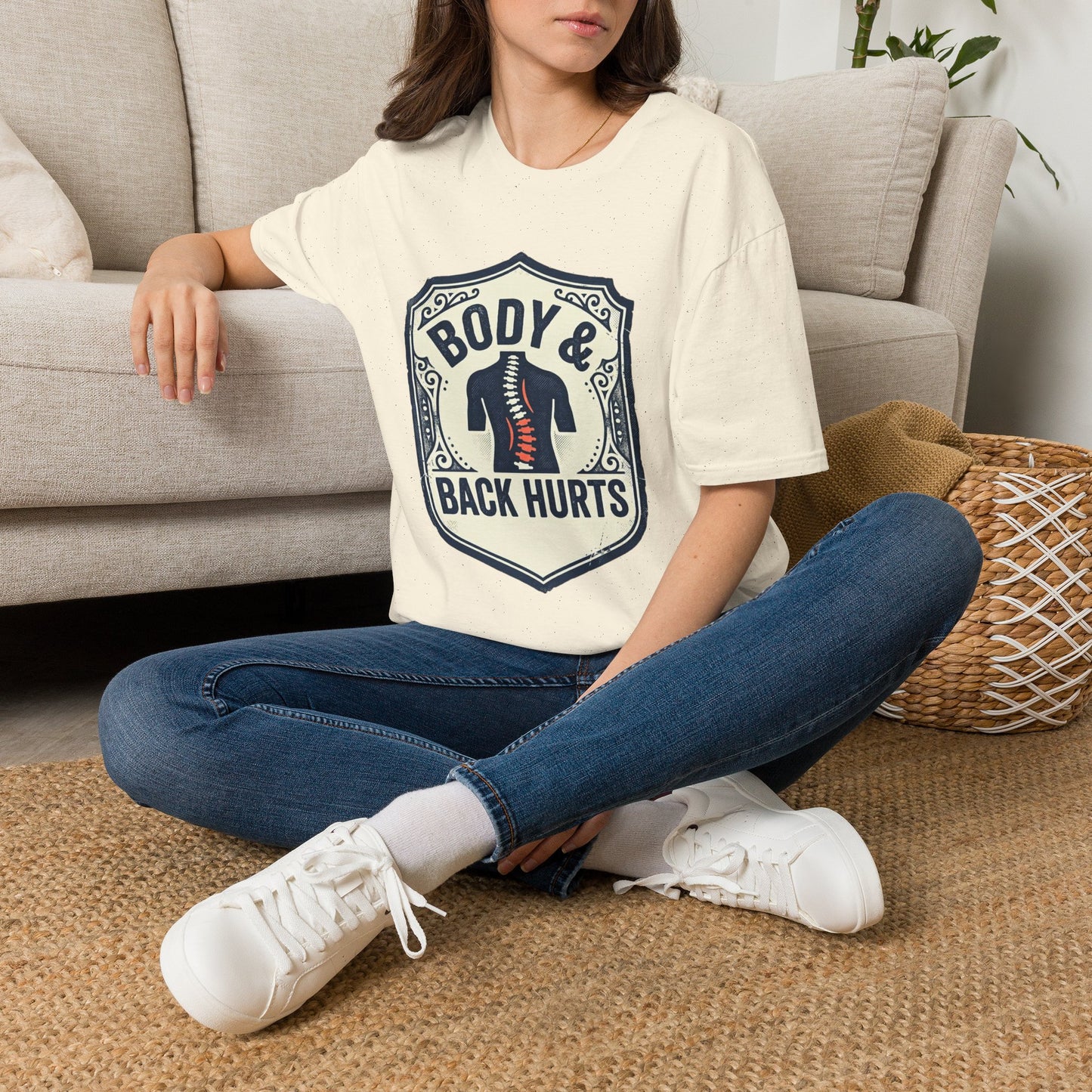 Back Hurts T-Shirt — Body & Back Hurts Graphic Tee for Spine Pain Relief Awareness